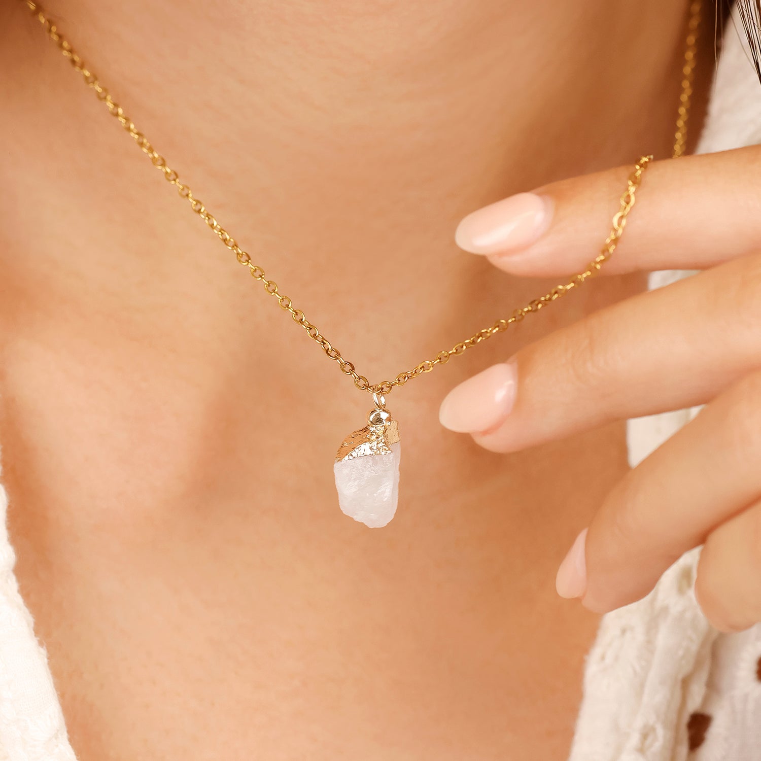 Natural Moonstone Necklace – June (Raw Stone)