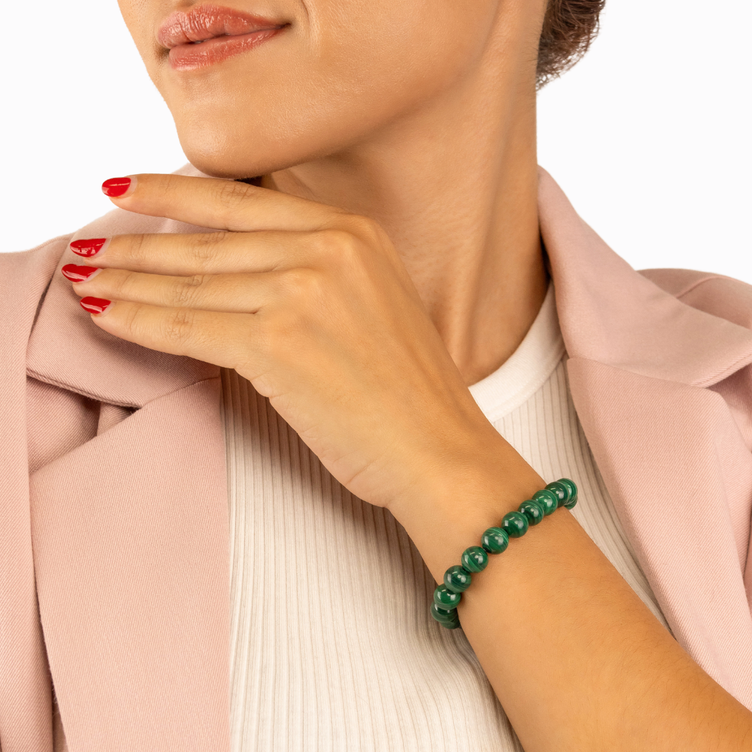Natural Malachite Bracelet - Quality A (8mm)