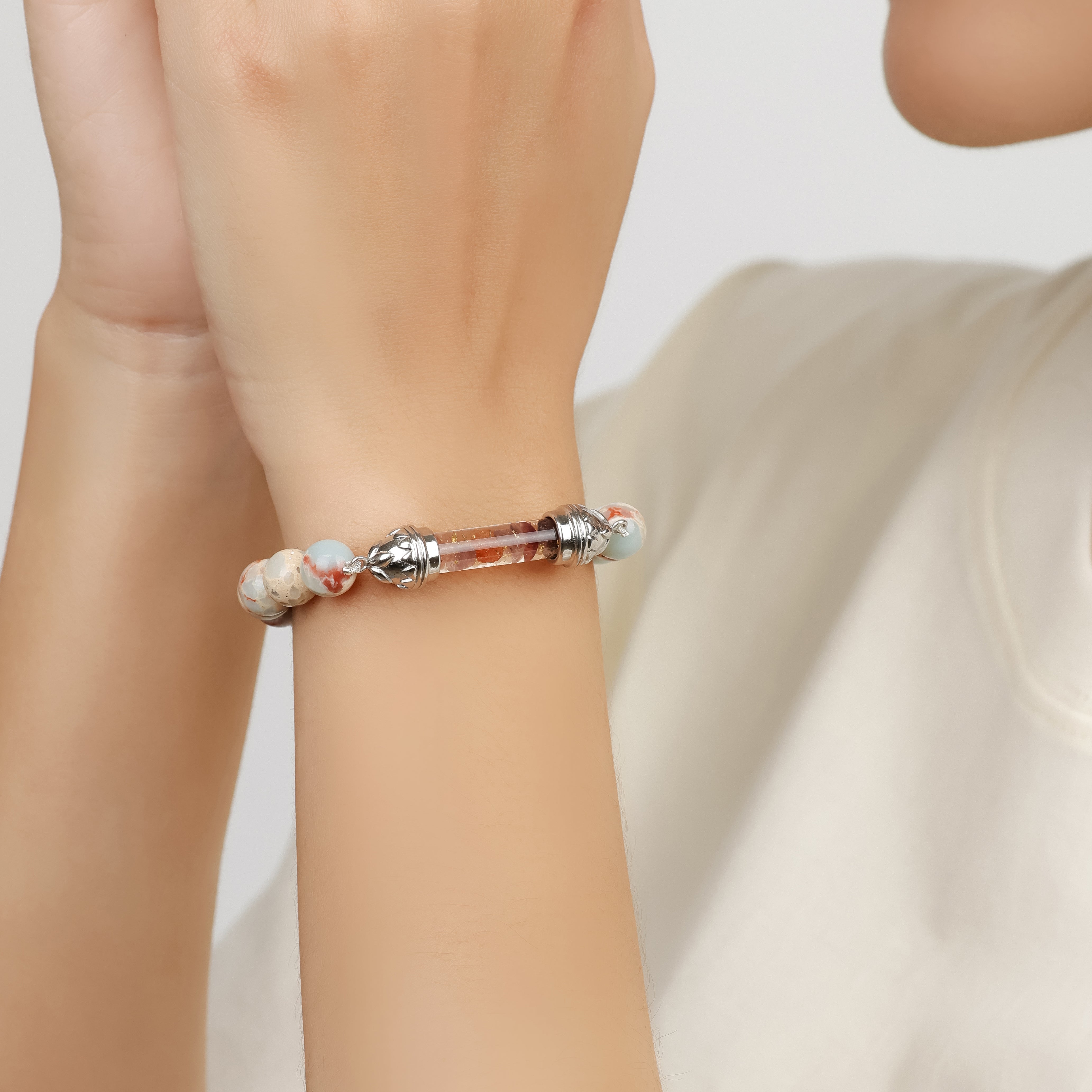 Shoushan Jasper Bracelet with Sacred Spinel Amulet – Emotional Stability and Creativity