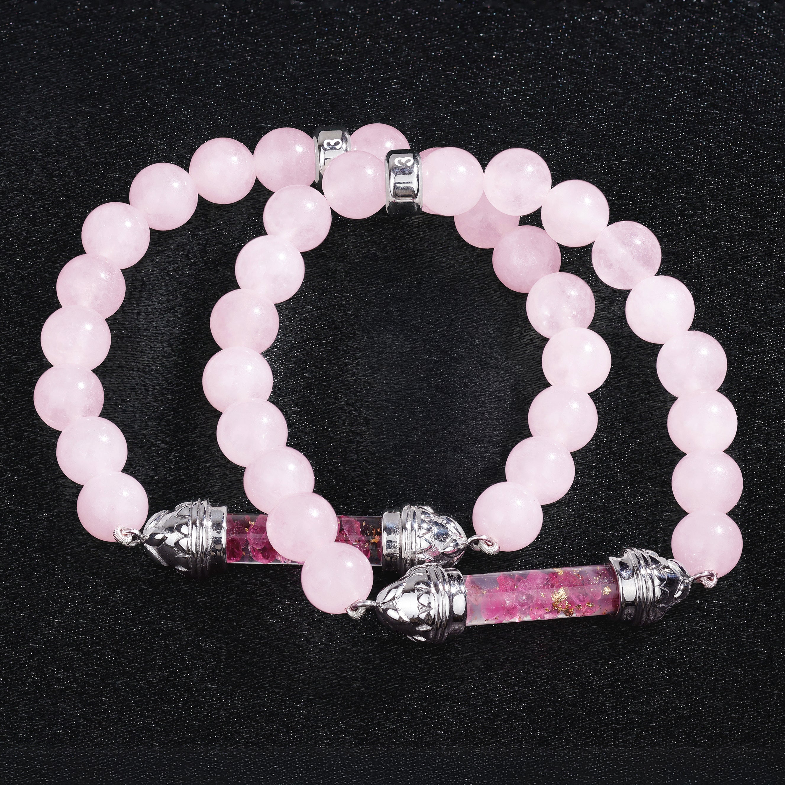 Rose Quartz and Ruby Sacred Amulet Bracelet AAA - Love and Emotional Healing