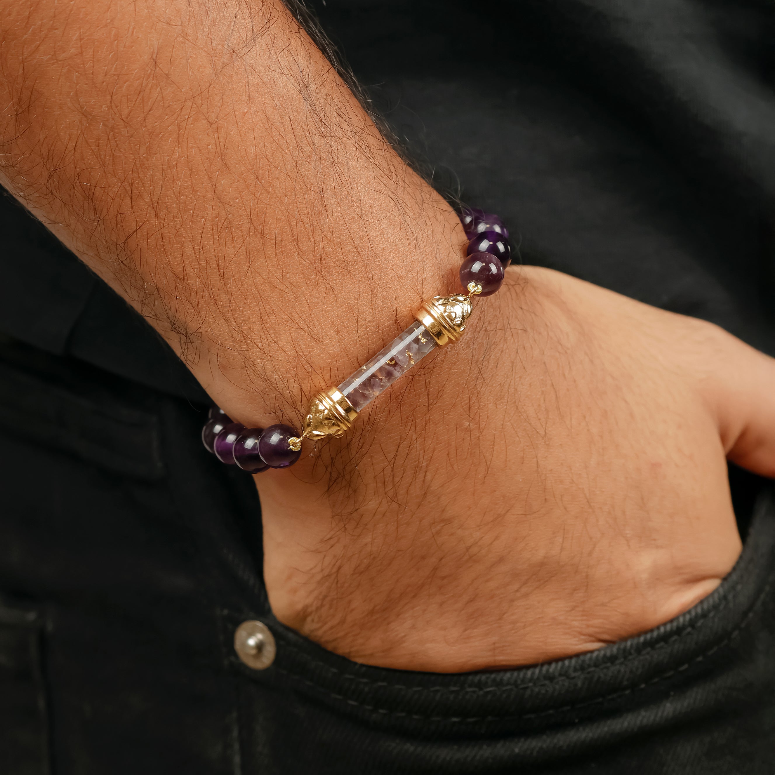 Amethyst Bracelet and Sacred Amethyst Amulet AAA - Spiritual Calm & Clarity