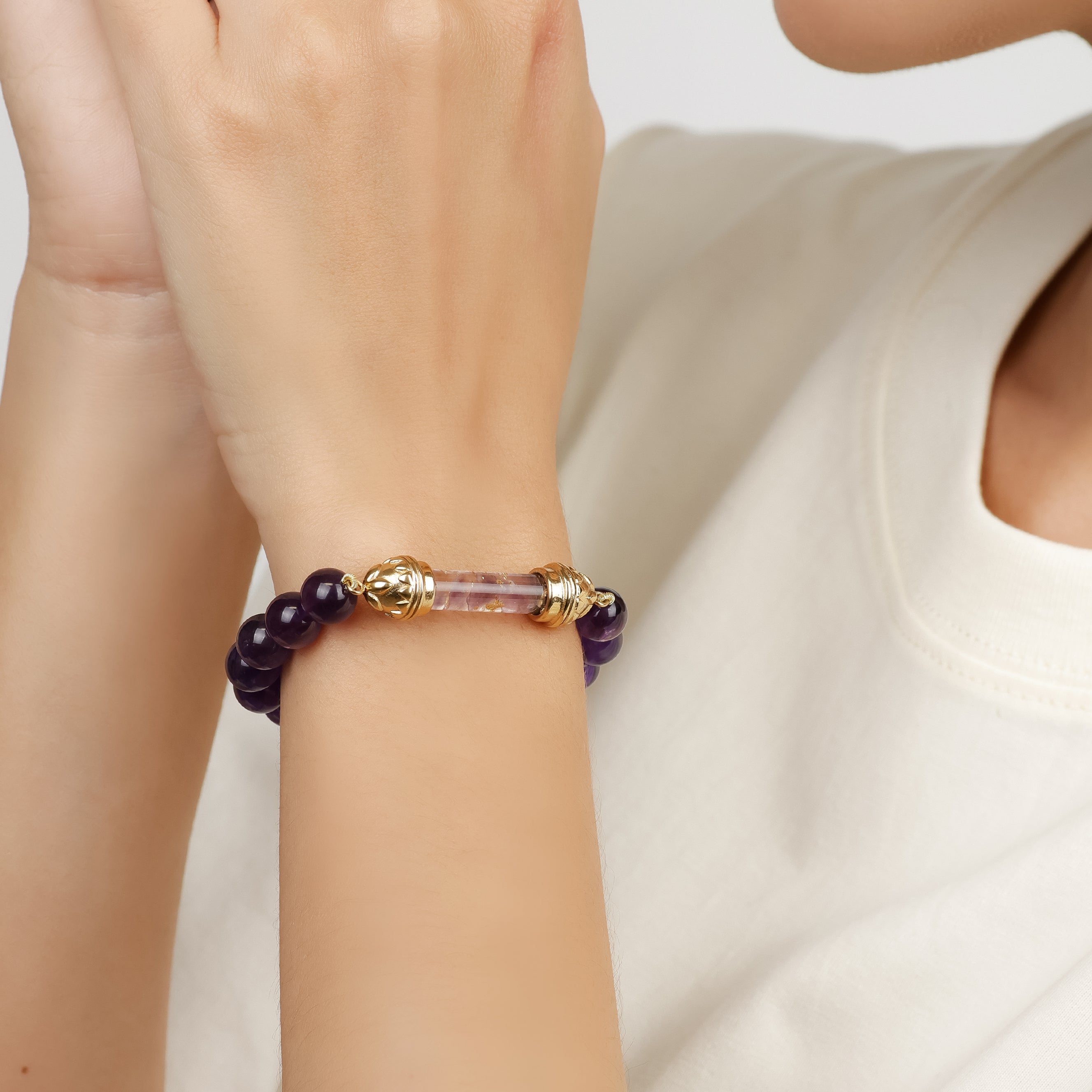 Amethyst Bracelet and Sacred Amethyst Amulet AAA - Spiritual Calm & Clarity