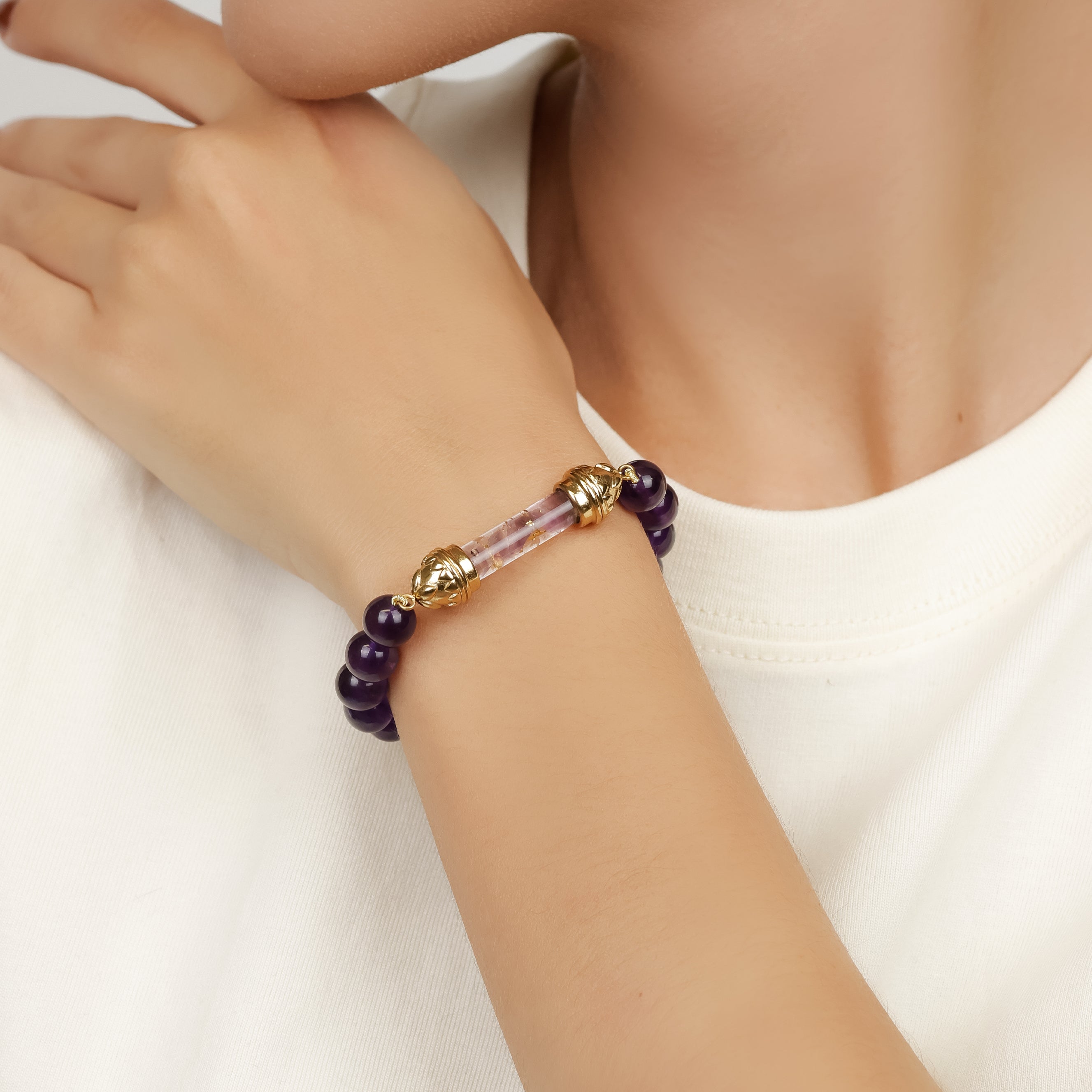 Amethyst Bracelet and Sacred Amethyst Amulet AAA - Spiritual Calm & Clarity