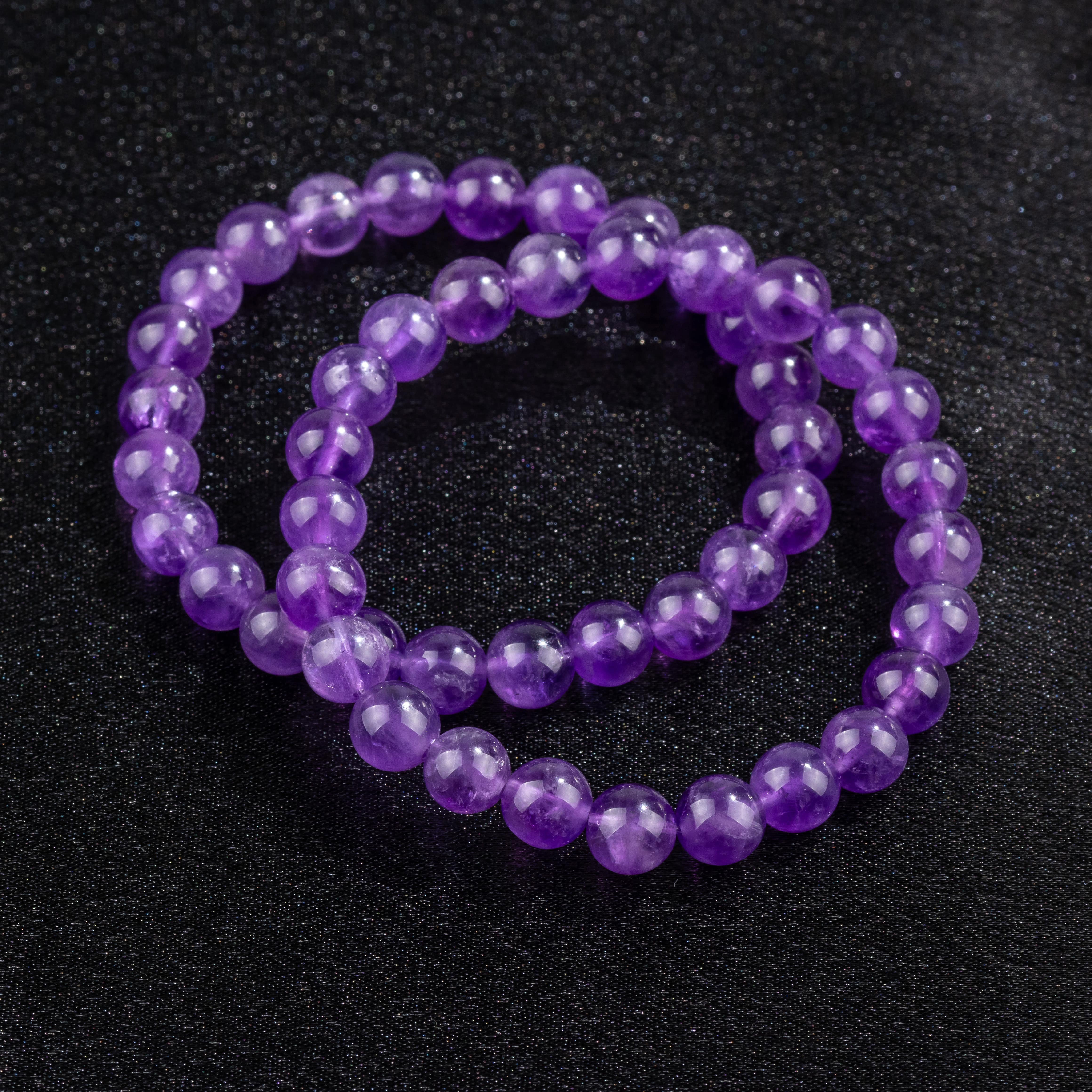 Natural Amethyst Bracelet - Quality A (8mm)