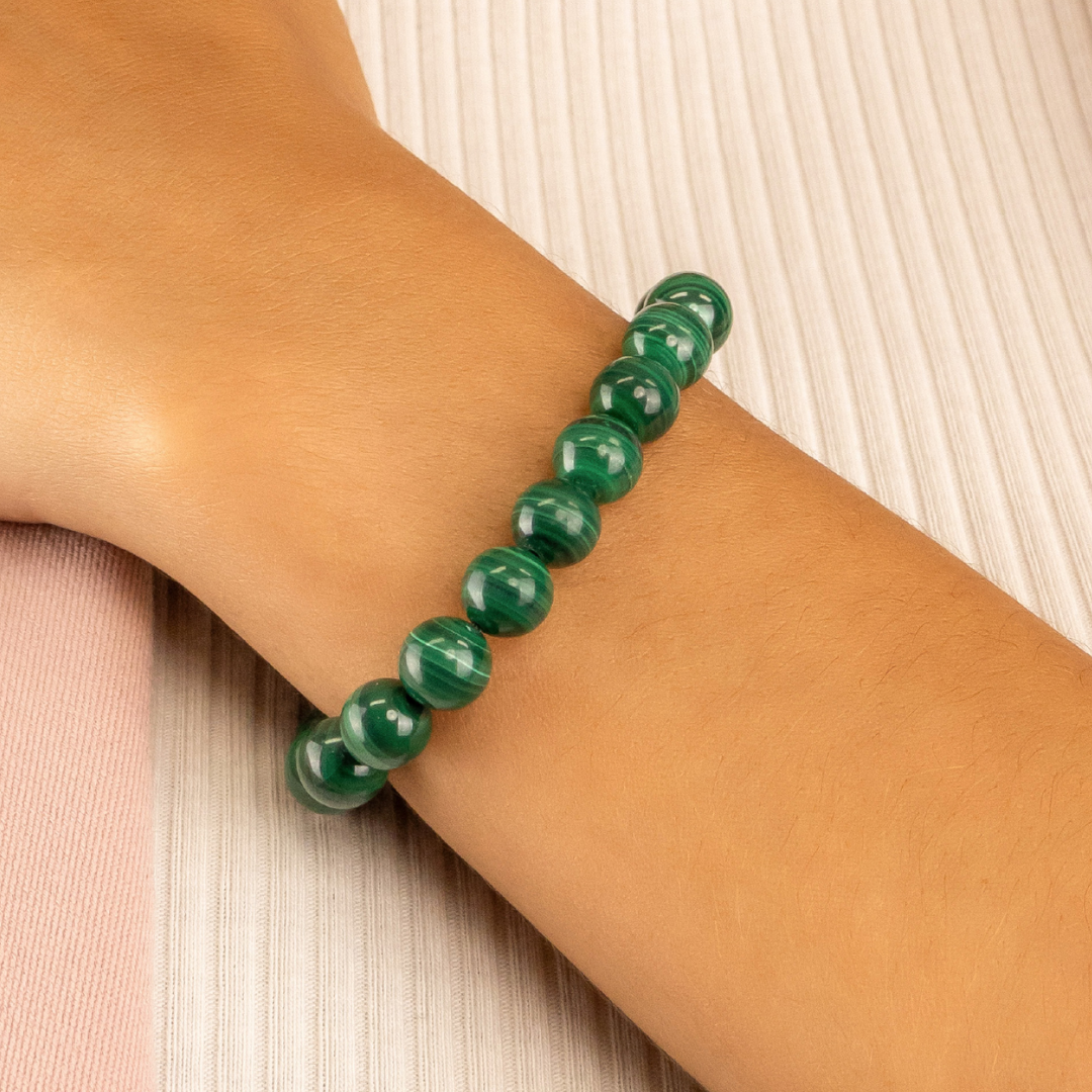 Natural Malachite Bracelet - Quality A (8mm)