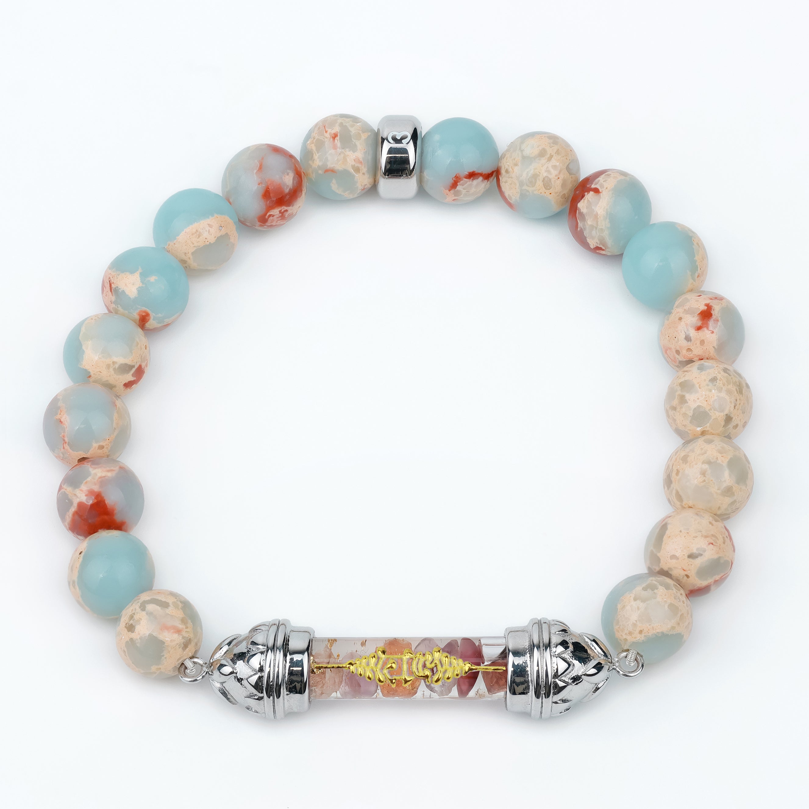 Shoushan Jasper Bracelet with Sacred Spinel Amulet – Emotional Stability and Creativity