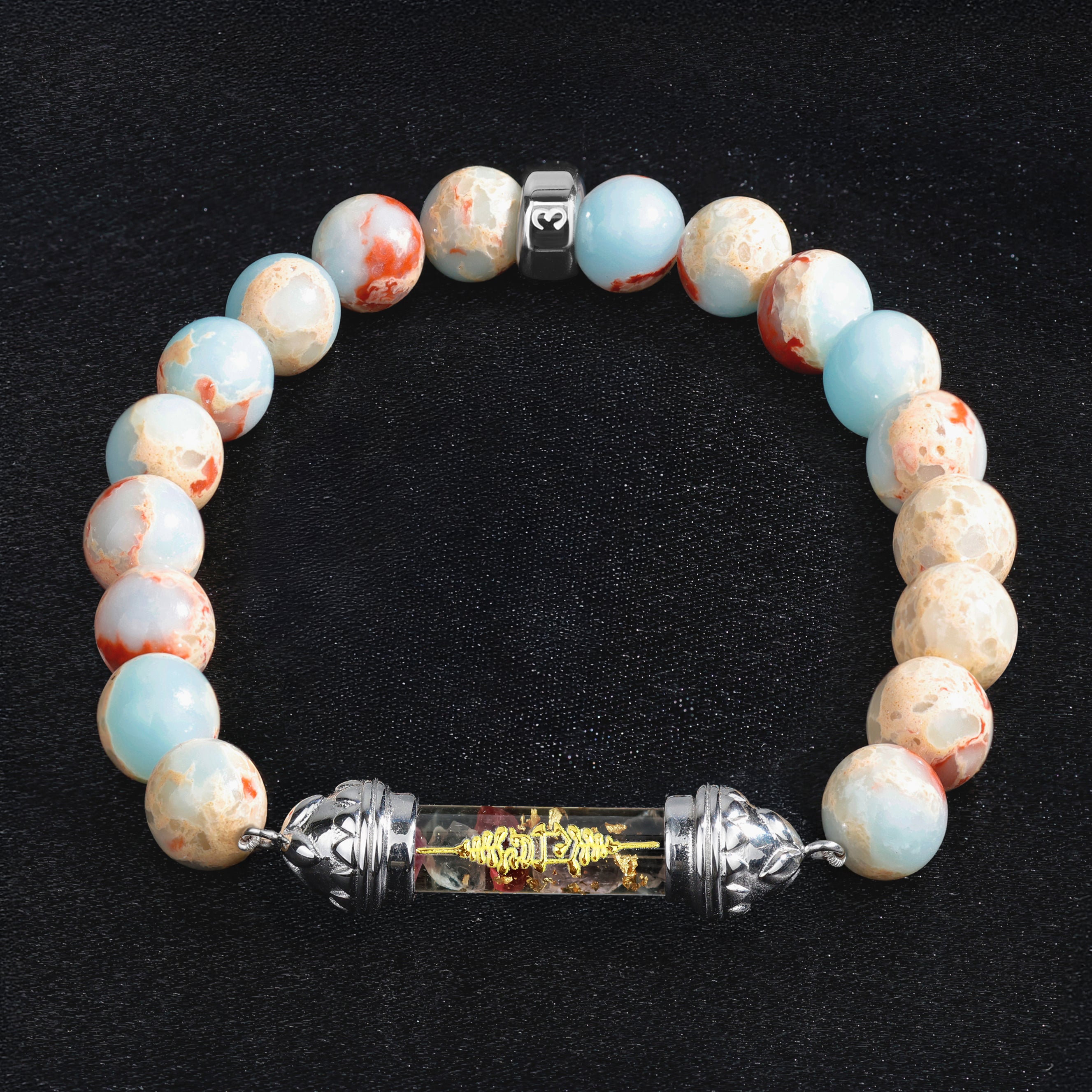 Shoushan Jasper Bracelet with Sacred Spinel Amulet – Emotional Stability and Creativity
