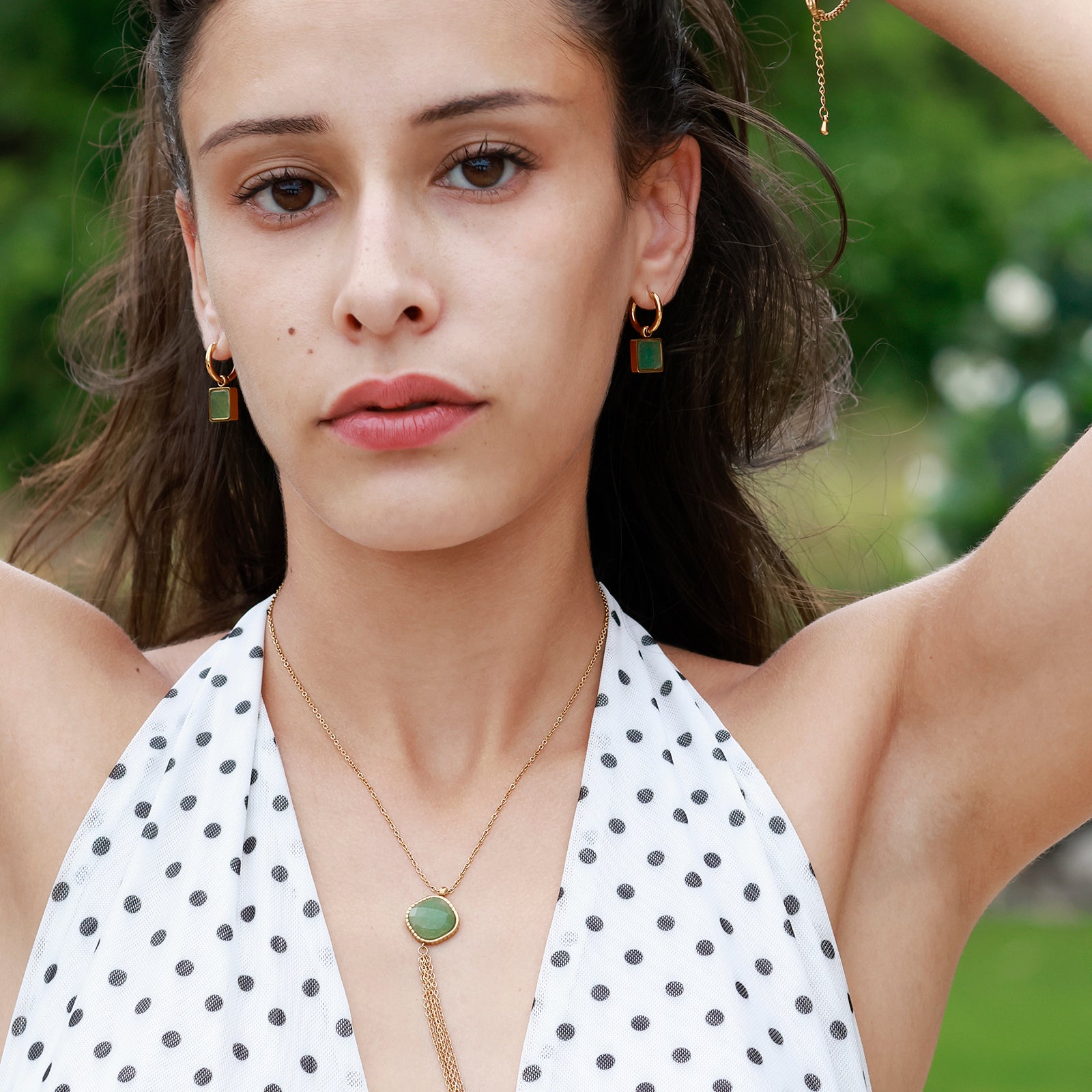 Ondine Necklace – Aventurine & Gold Chains