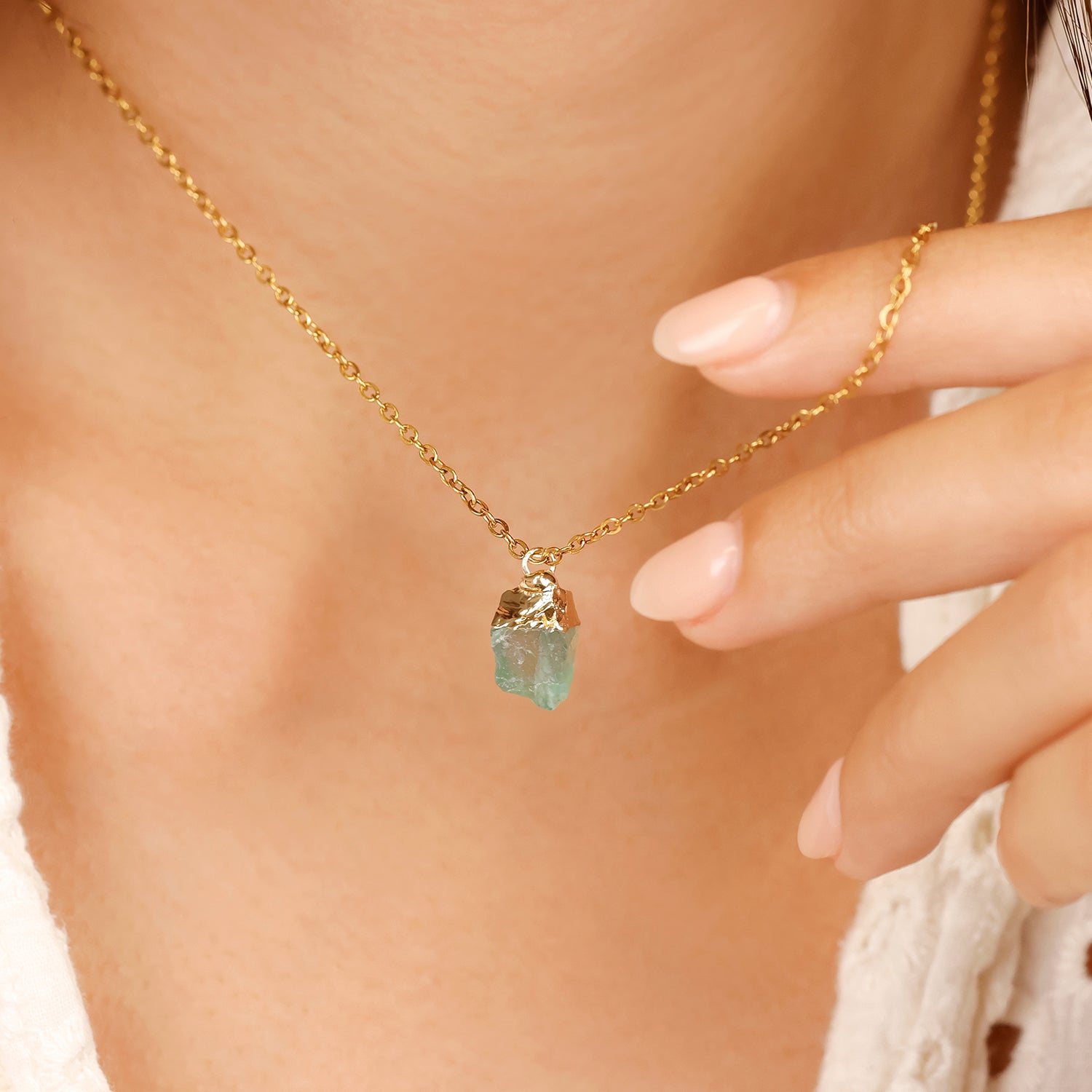 Natural Peridot Necklace – August (Raw Stone)