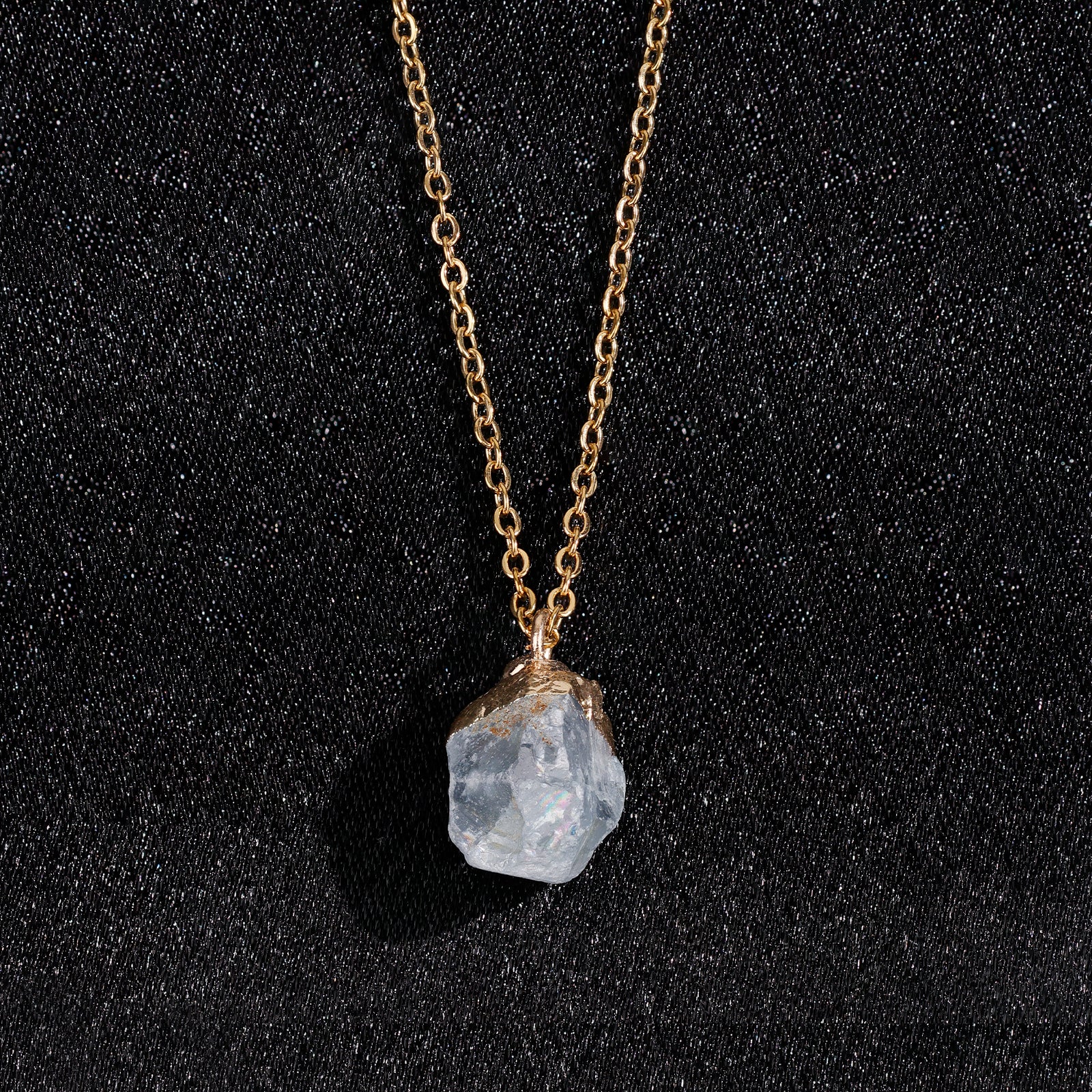 Natural Aquamarine Necklace – March (Raw Stone)