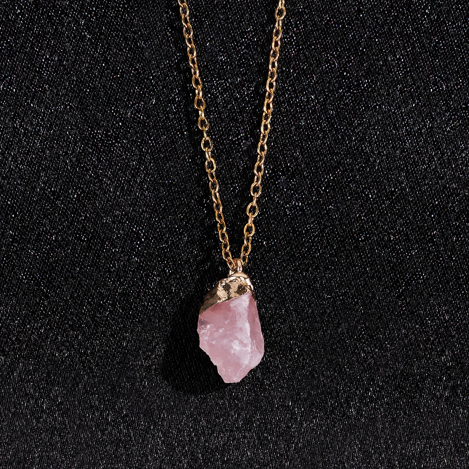 Natural Rose Quartz Necklace – October (Raw Stone)
