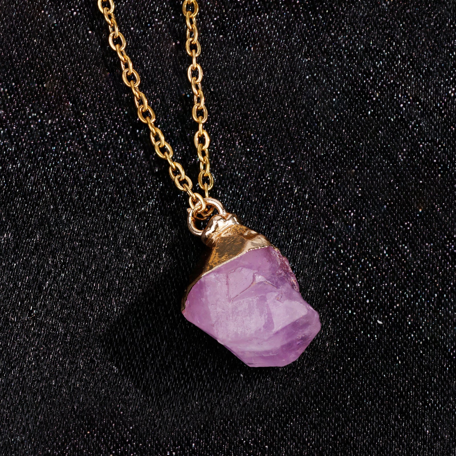 Natural Amethyst Necklace – February (Raw Stone)