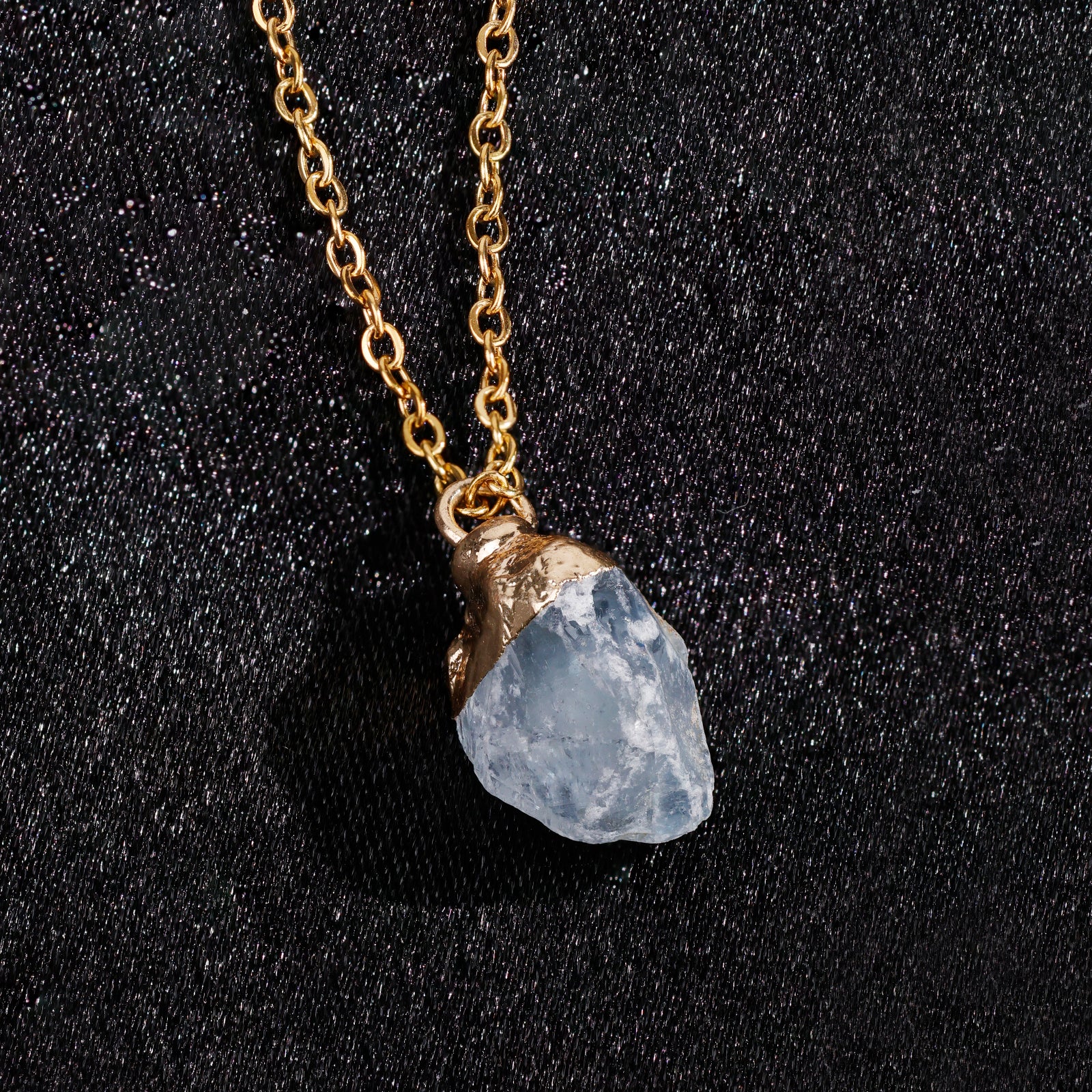 Natural Aquamarine Necklace – March (Raw Stone)