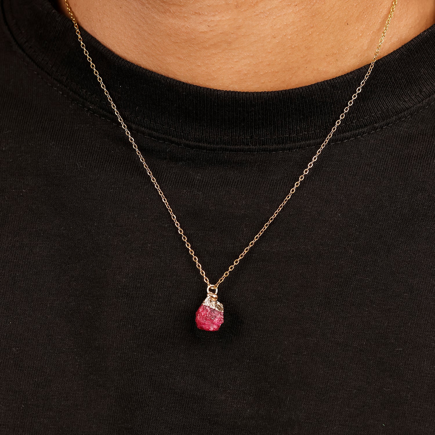 Natural Ruby Necklace – July (Raw Stone)