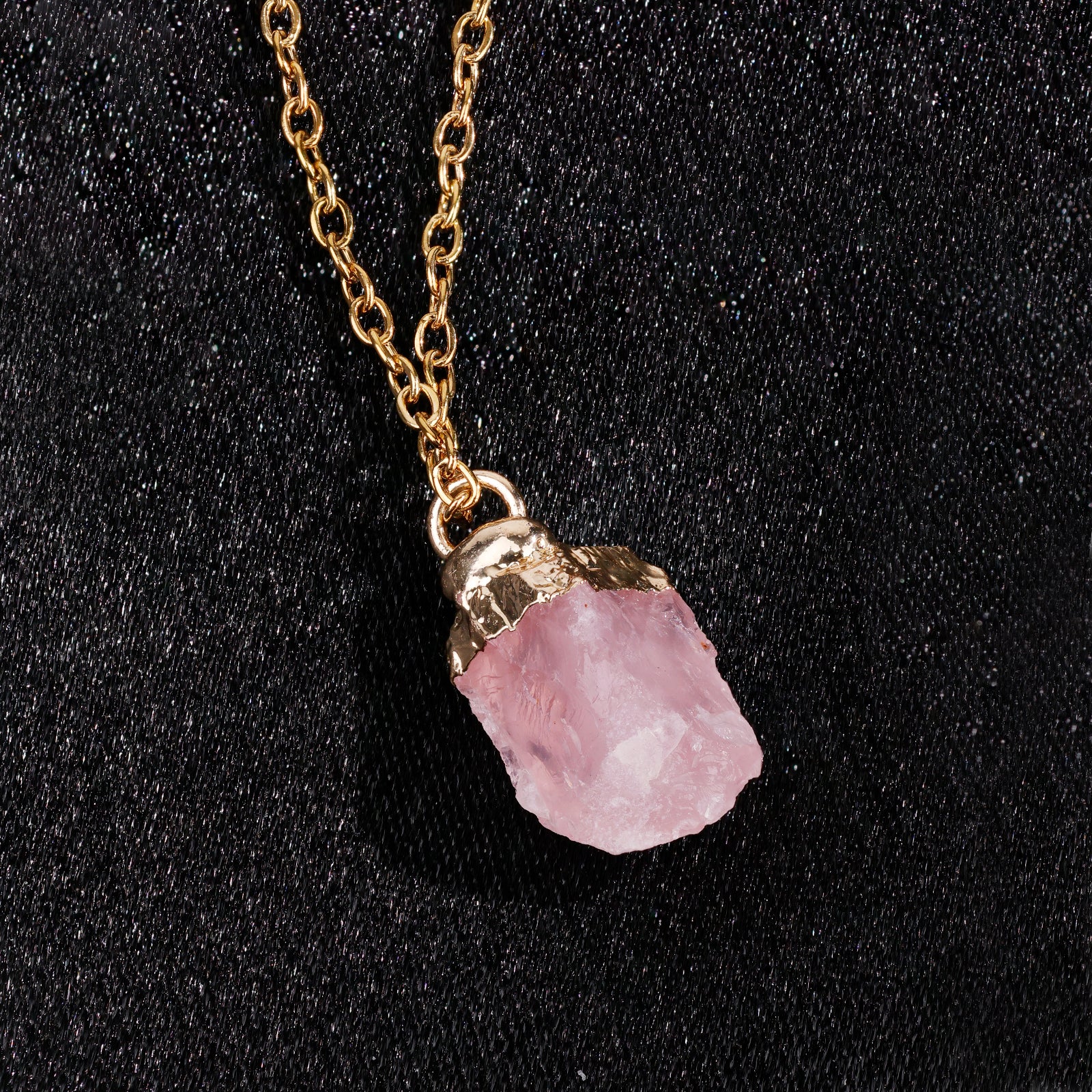 Natural Rose Quartz Necklace – October (Raw Stone)