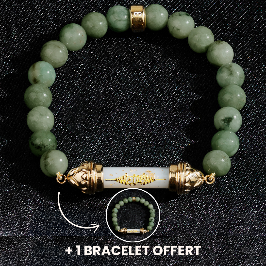 Jade Bracelet with Sacred Takrut Amulet with Beeswax – Prosperity and Wealth