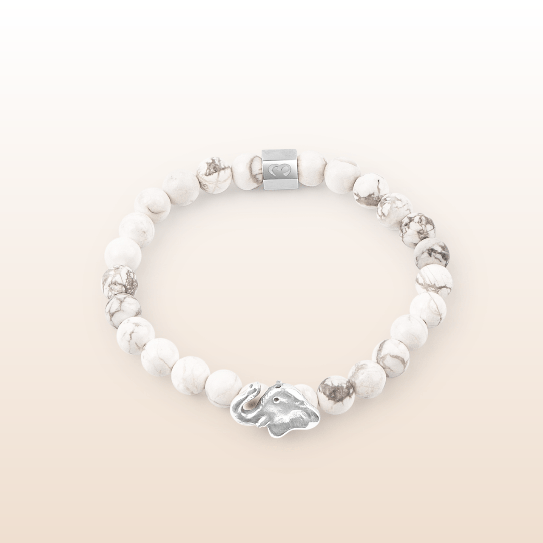 Enhance Communication - Howlite & Elephant Charm Bracelet