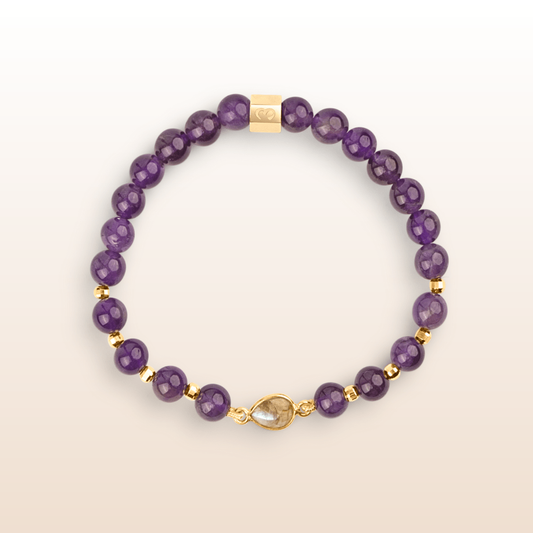 Stress Relief - Labradorite Crescent & Amethyst Bracelet