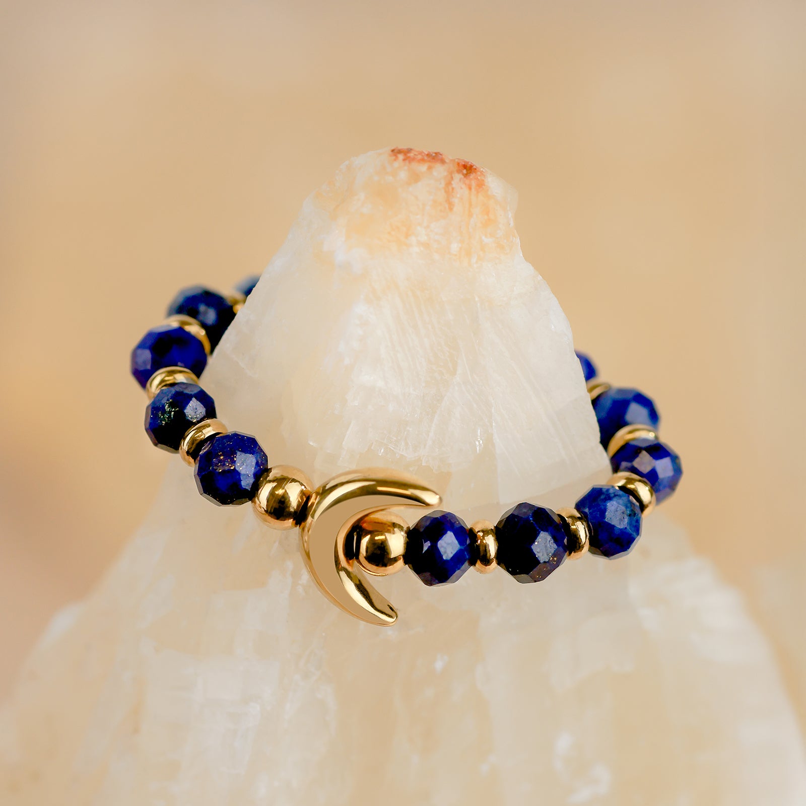 Indra Luna Ring – Lapis Lazuli & Golden Crescent