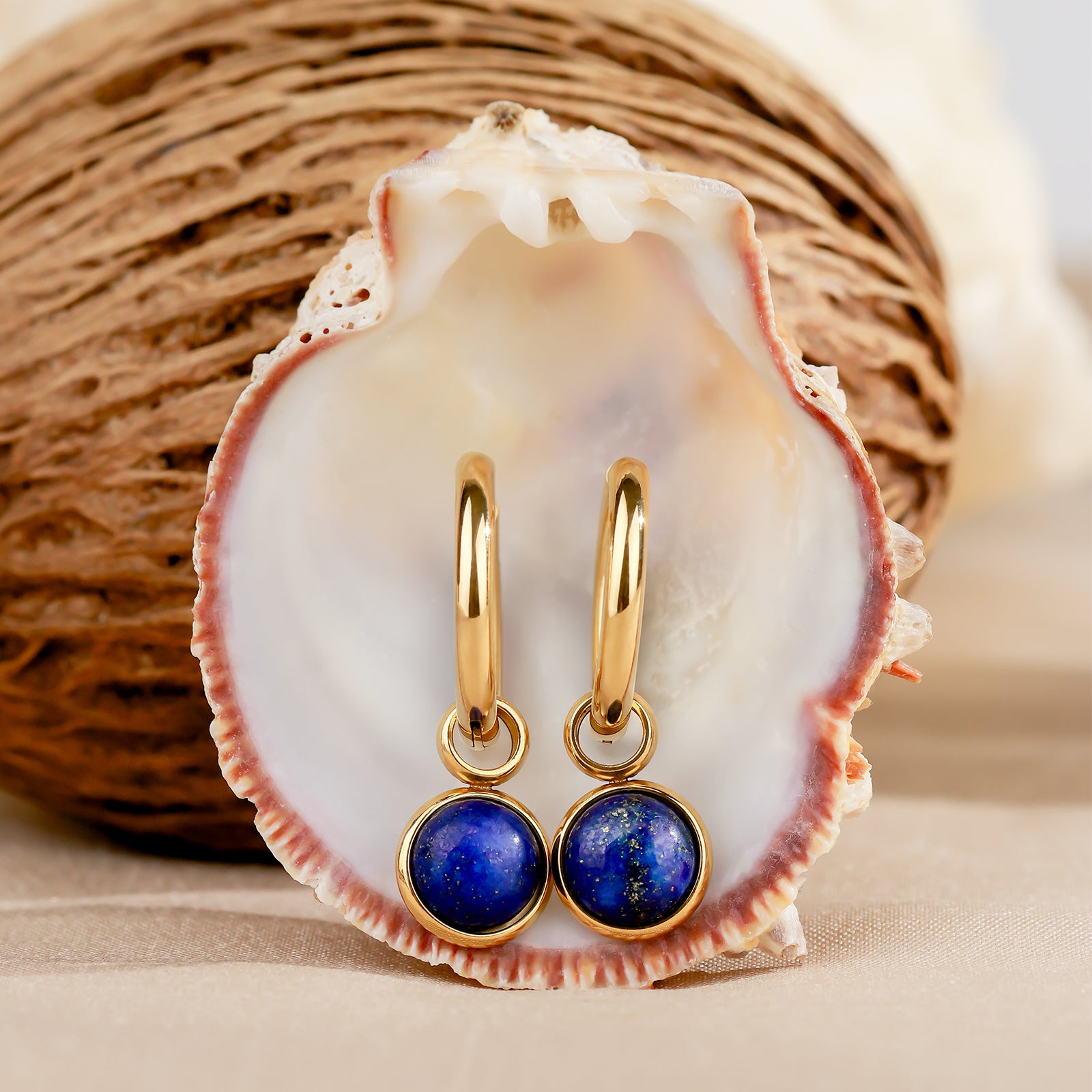 Indra Lapis Earrings – Gold Hoops & Lapis Lazuli