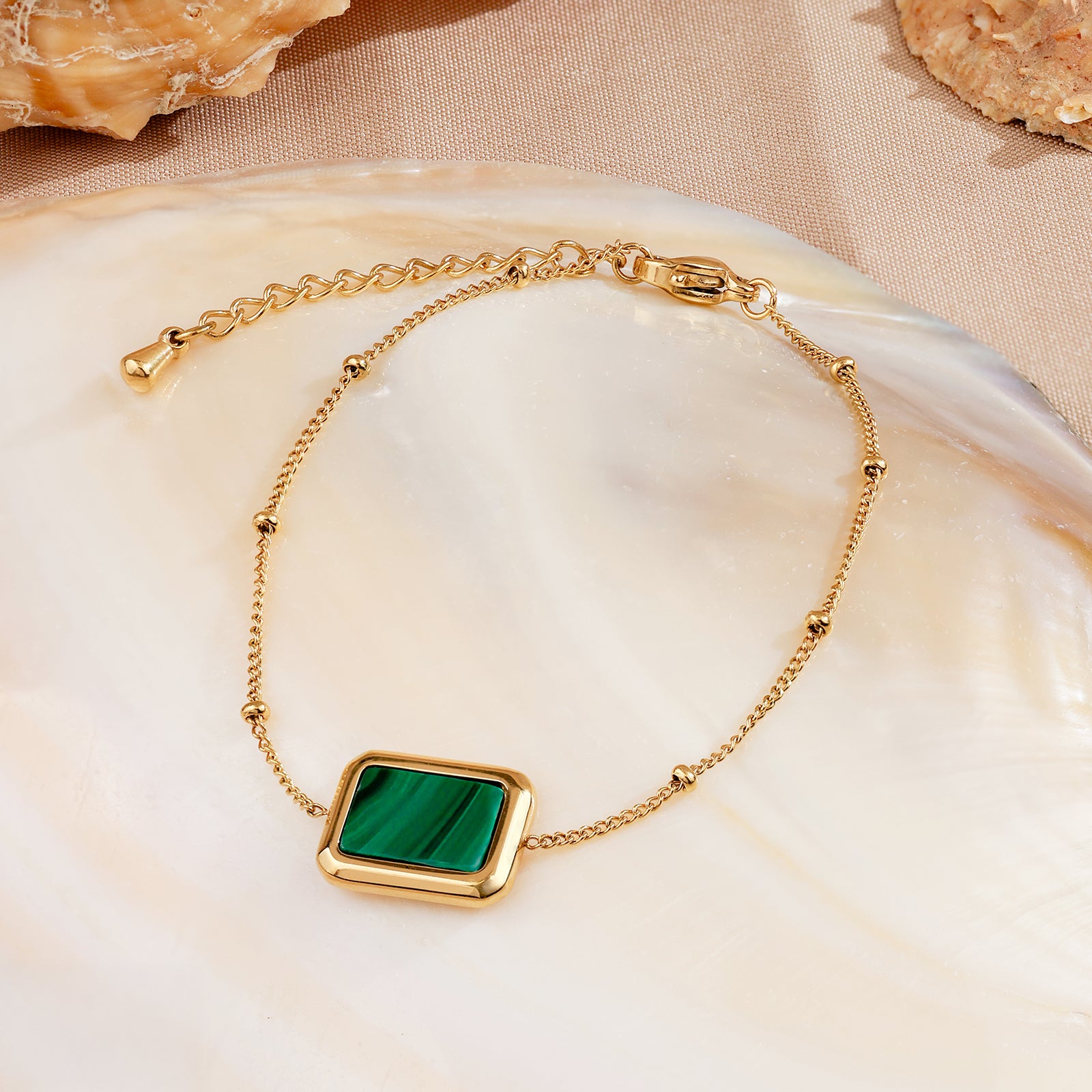 Sélène Bracelet – Malachite & 18K Gold Finish