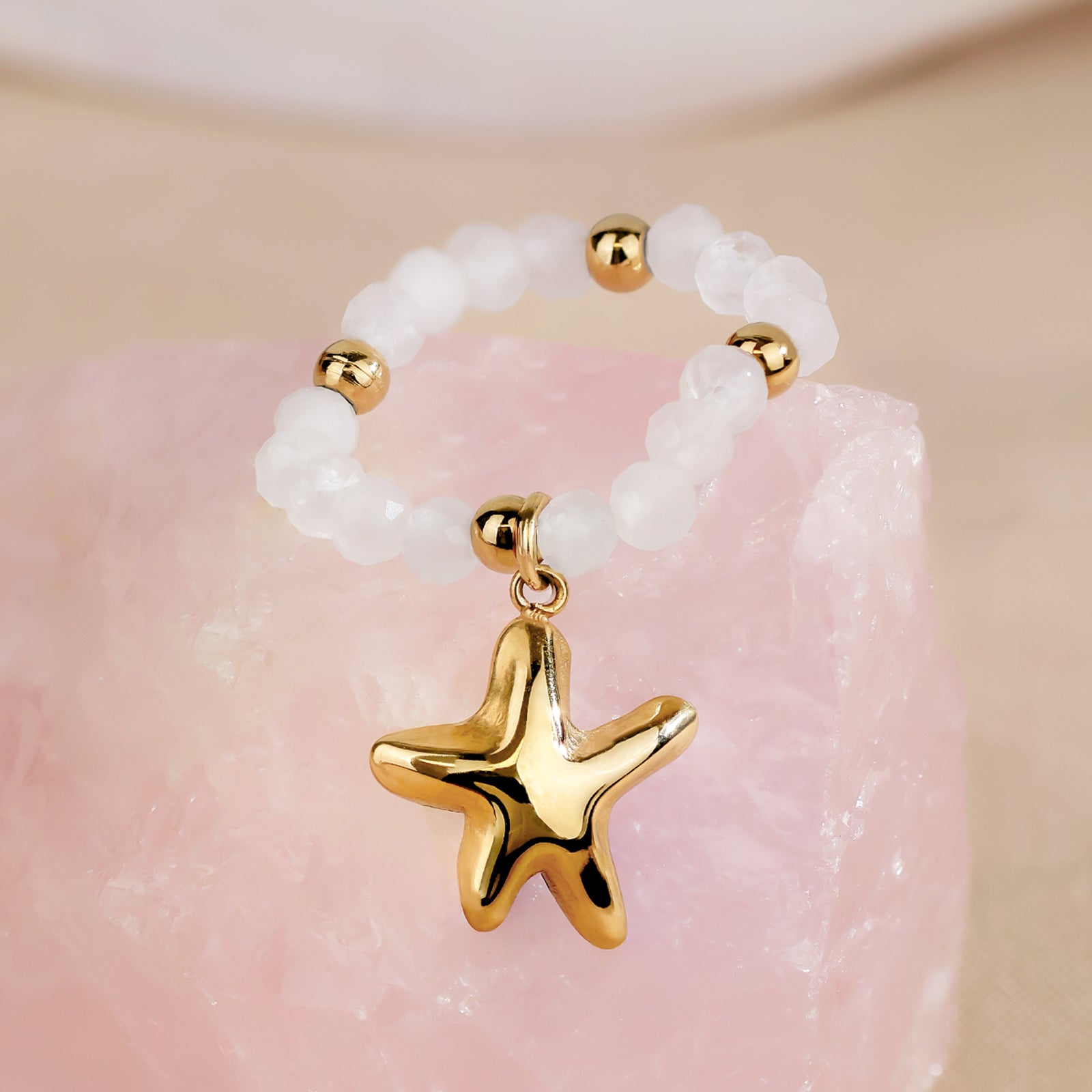 Sirena Ring – Rose Quartz & Golden Star