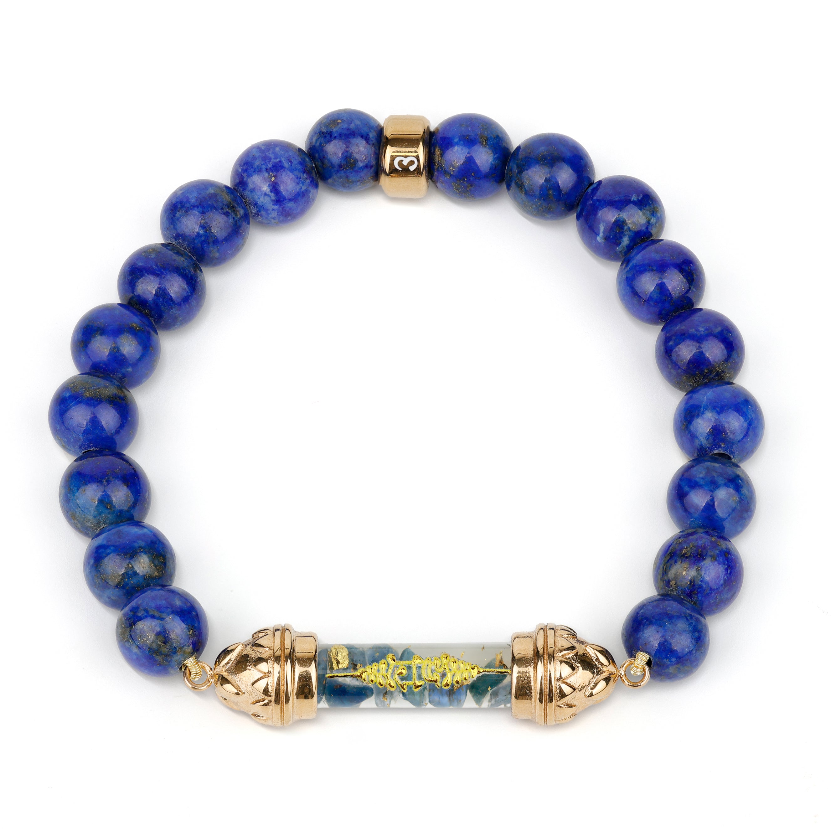 Lapis lazuli Bracelet with Sacred Sapphire Amulet AAA - Serenity and Balance