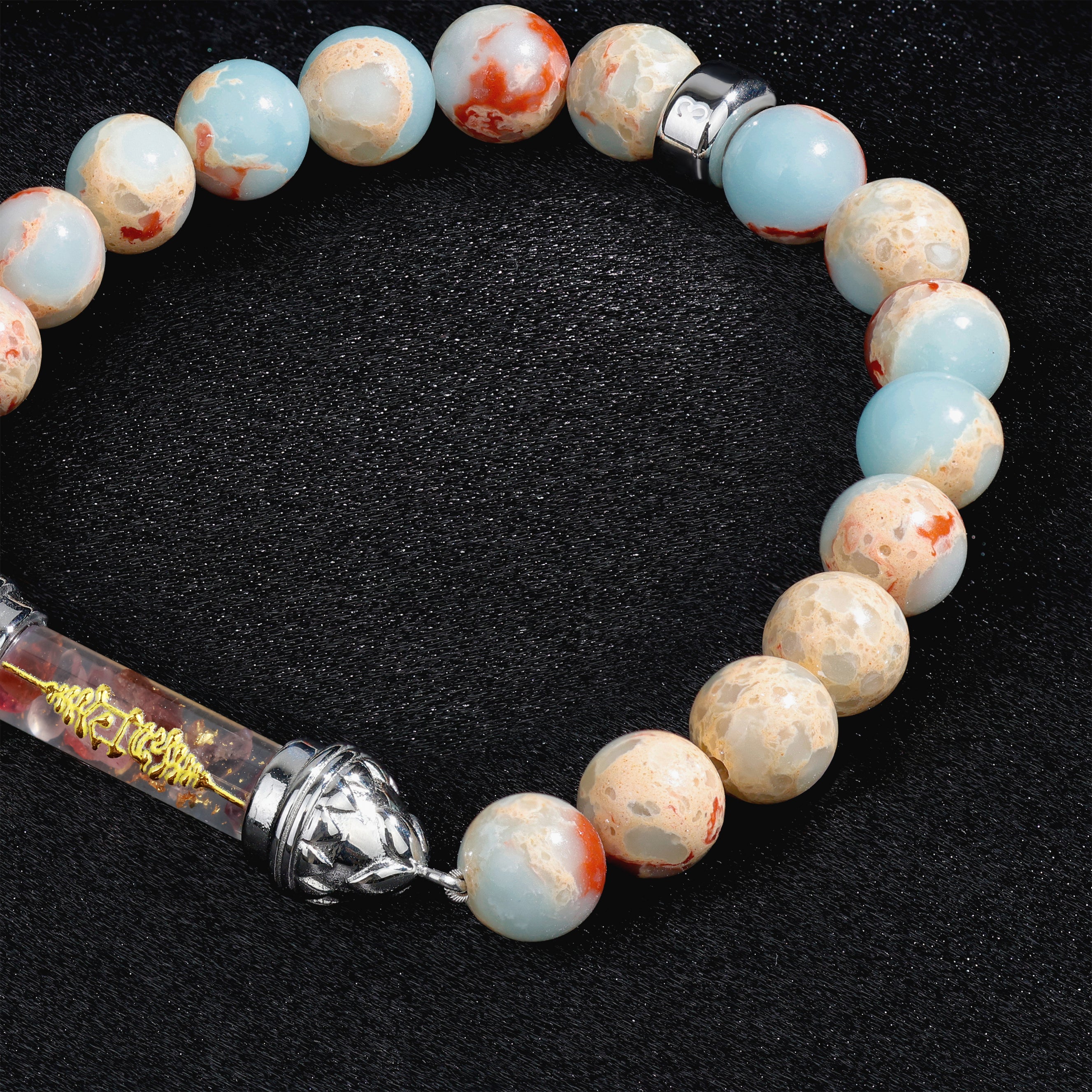 Shoushan Jasper Bracelet with Sacred Spinel Amulet – Emotional Stability and Creativity