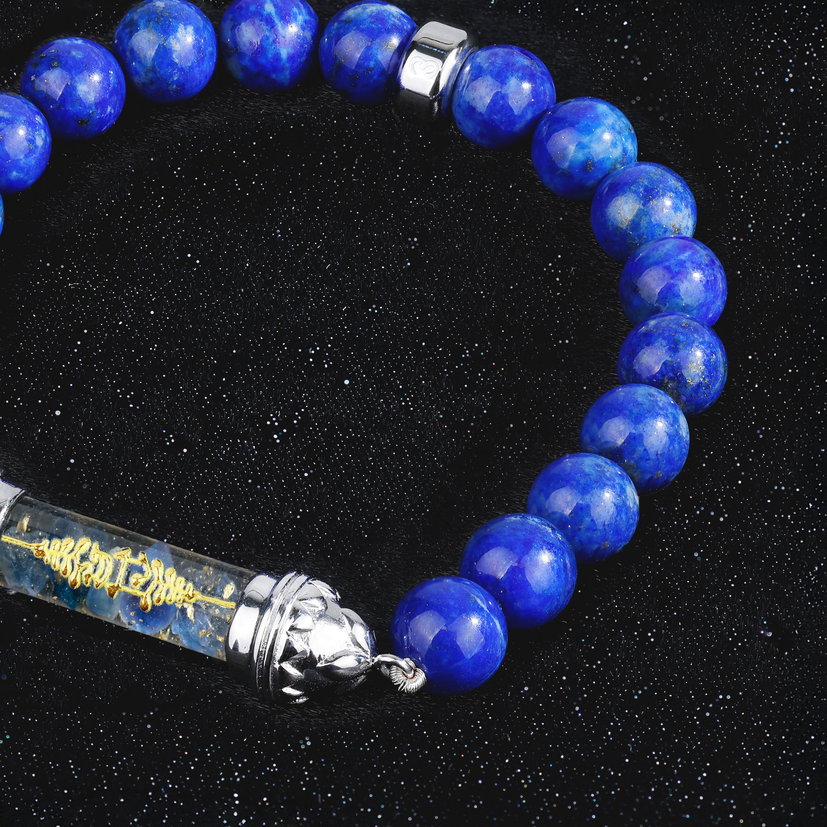 Lapis Lazuli Bracelet with Sacred Sapphire Amulet – Serenity and Balance