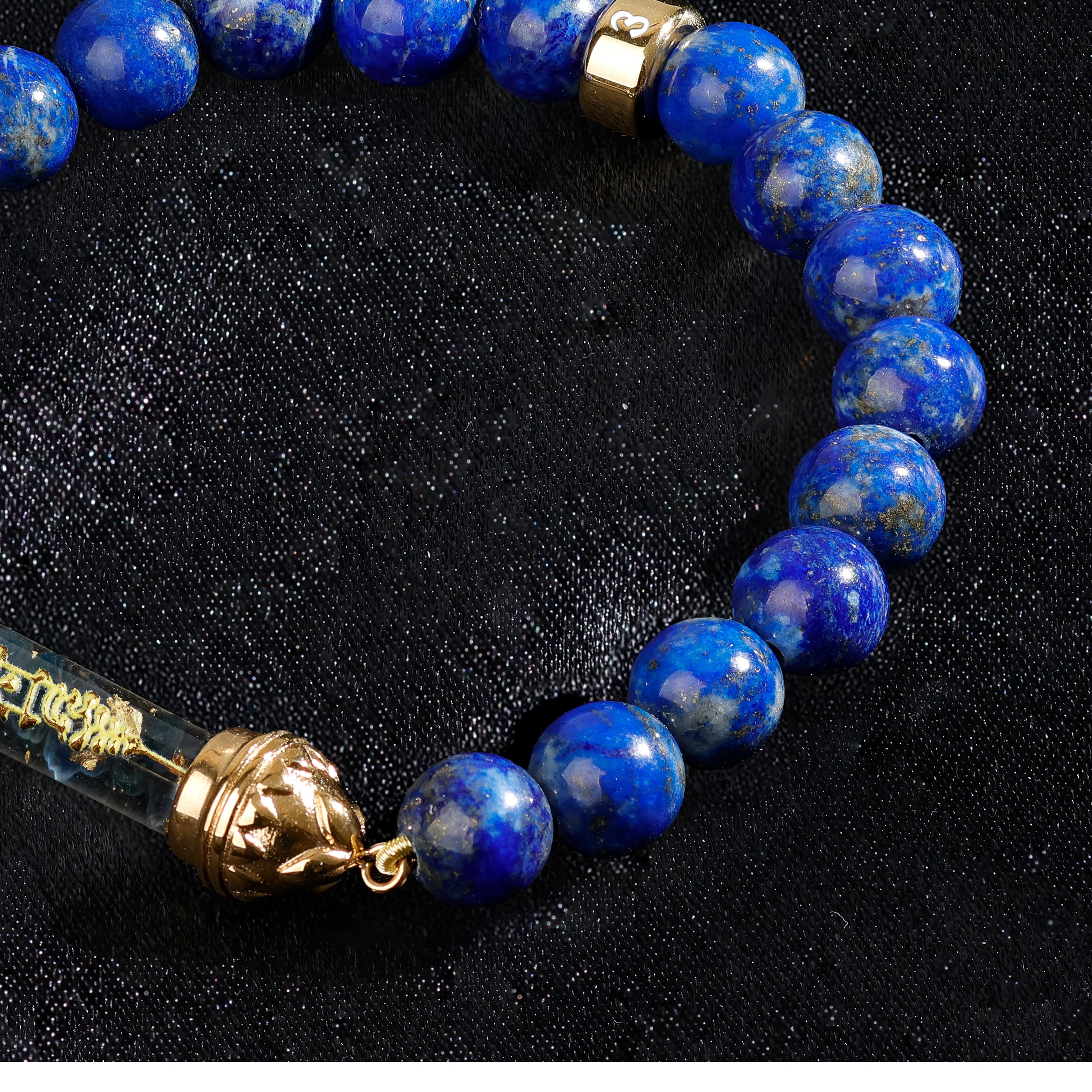 Lapis lazuli Bracelet with Sacred Sapphire Amulet AAA - Serenity and Balance
