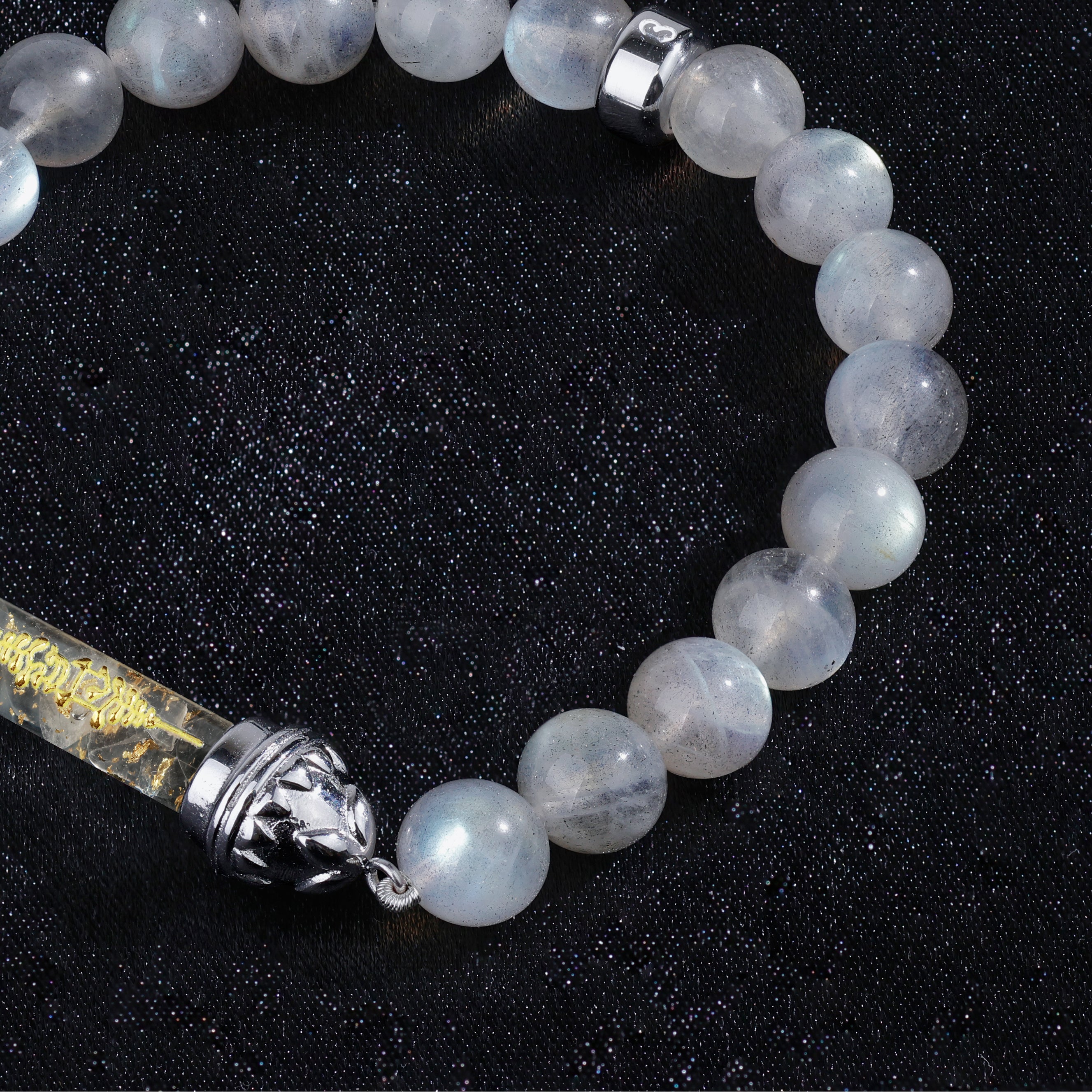 Labradorite Bracelet with Sacred Clear Quartz Silver Amulet AAA - Transformation & Radiance