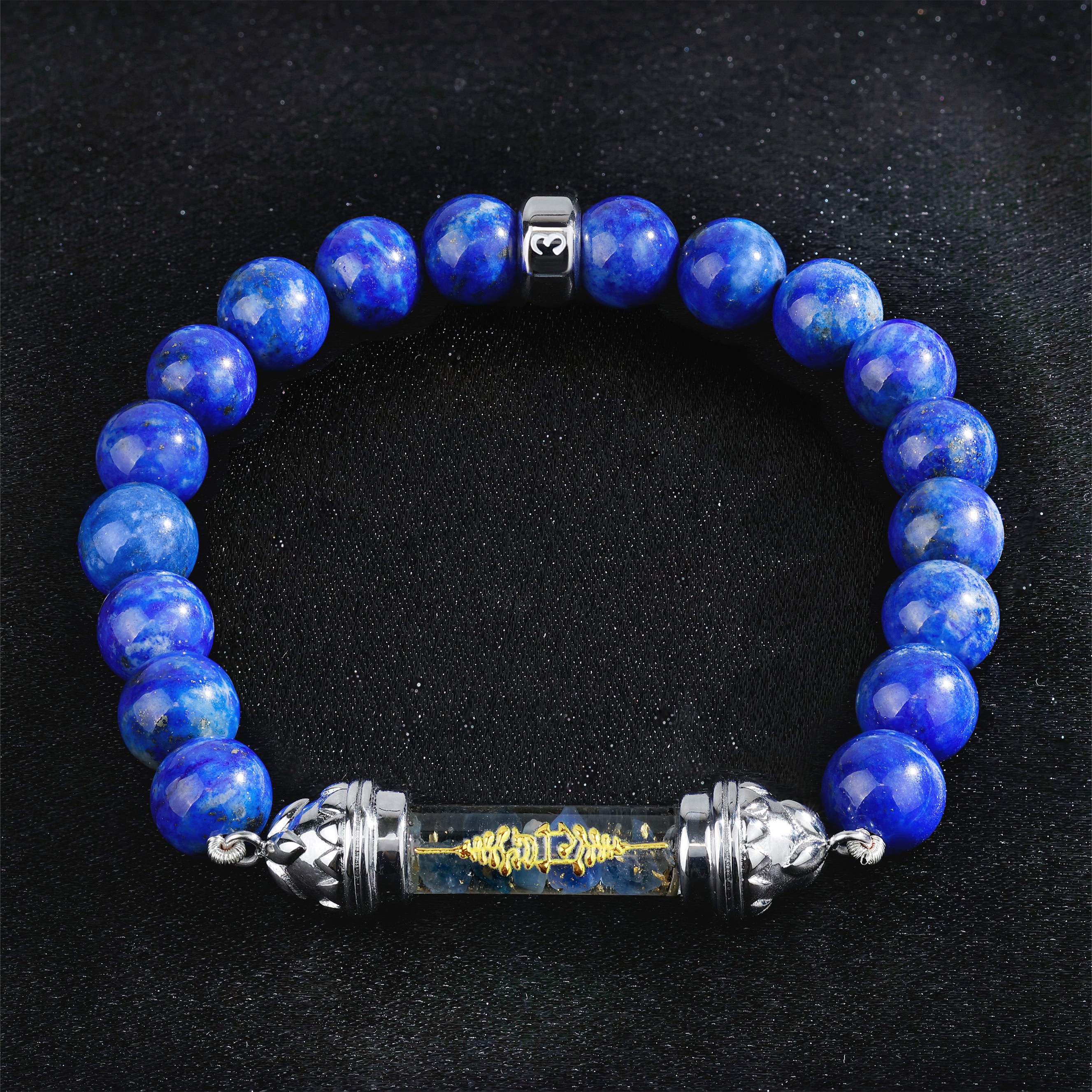 Lapis Lazuli Bracelet with Sacred Sapphire Amulet – Serenity and Balance
