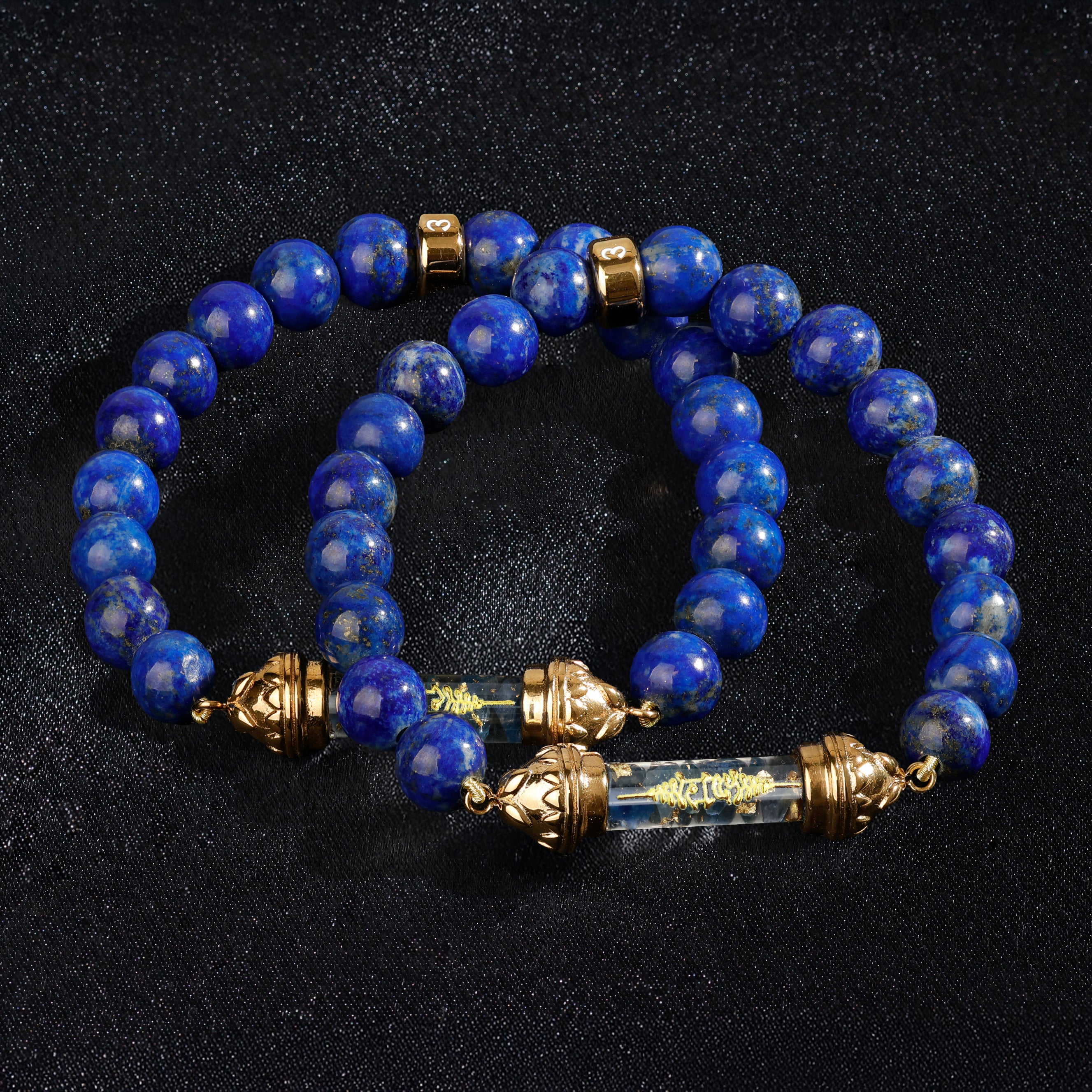 Lapis lazuli Bracelet with Sacred Sapphire Amulet AAA - Serenity and Balance