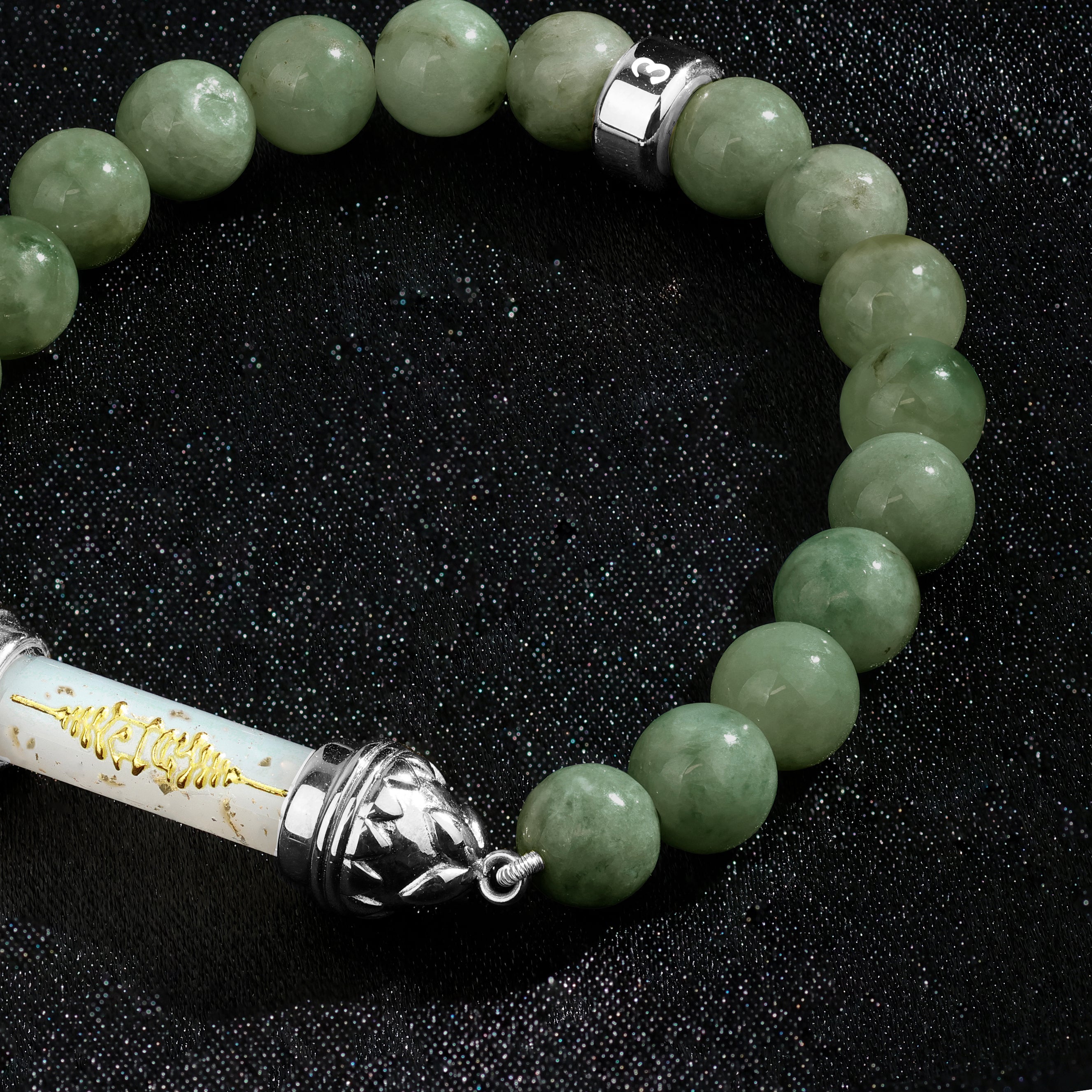 Jade Bracelet with Sacred Takrut Amulet with Beeswax – Prosperity and Wealth