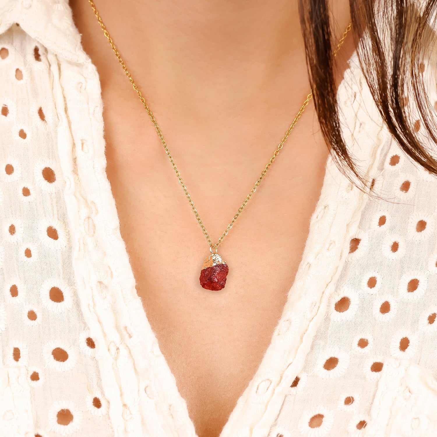 Natural Garnet Necklace – January (Raw Stone)