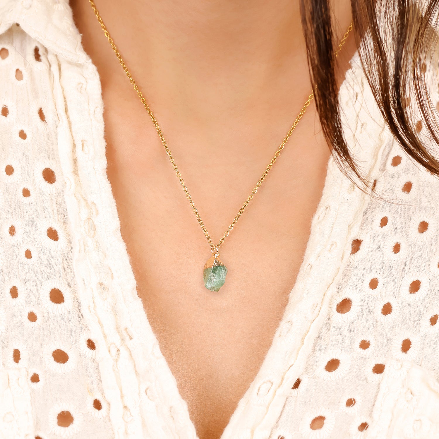Natural Peridot Necklace – August (Raw Stone)