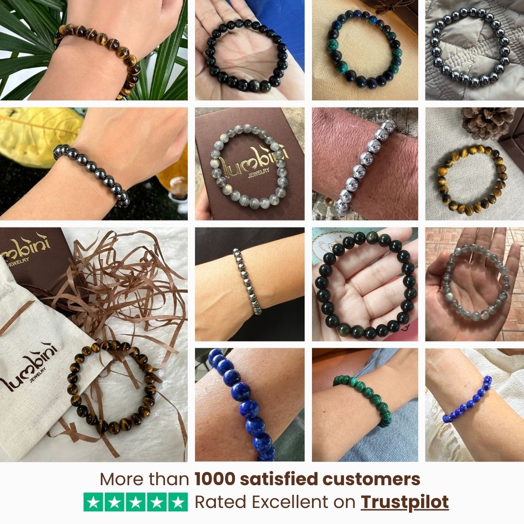 Lava Bracelet with Sacred Golden Takrut Amulet – Strength & Protection