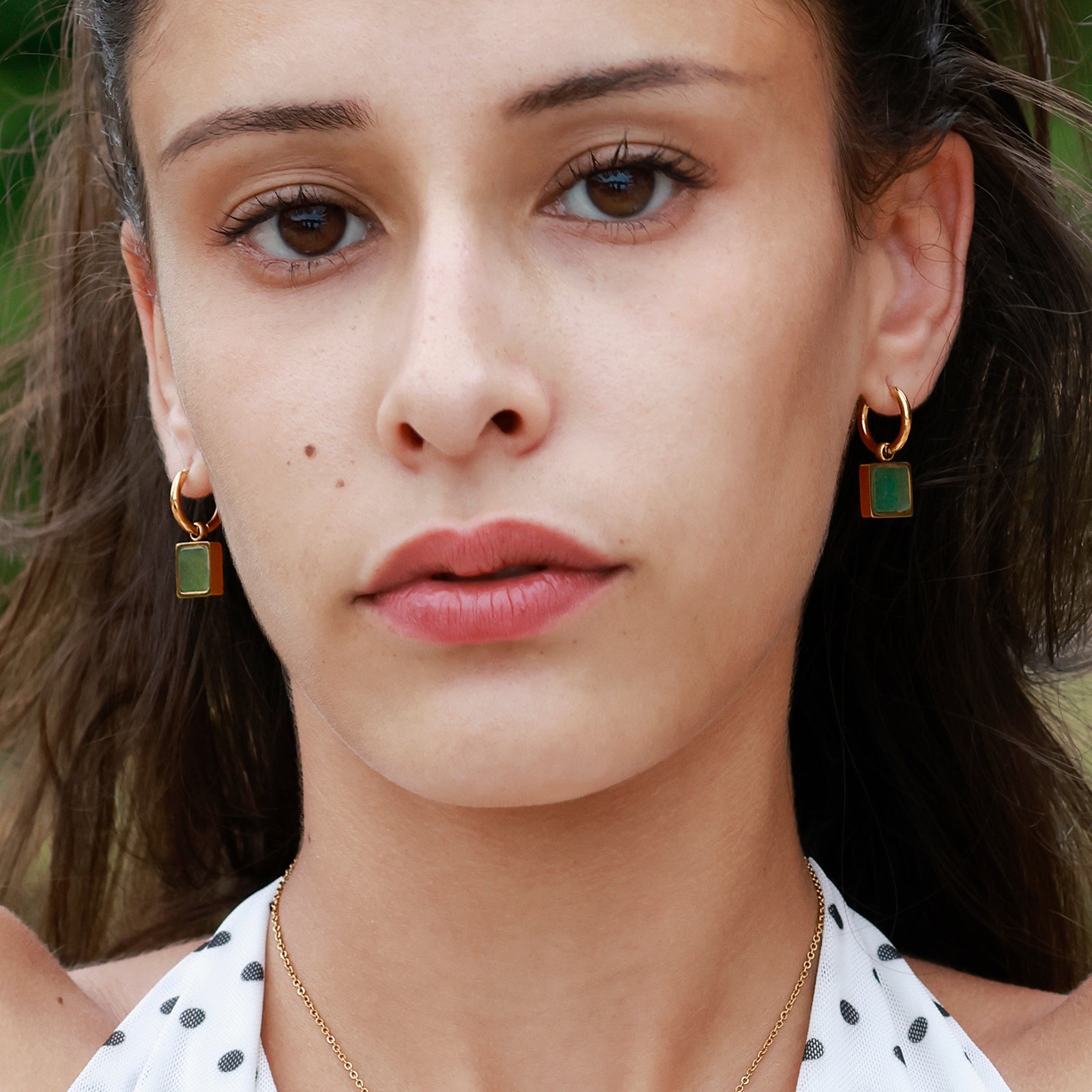 Gaia Earrings – Aventurine & 18K Gold Finish