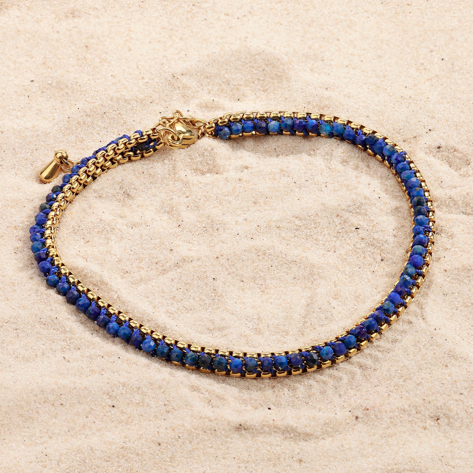 Indra Lapis Bracelet – Braided Lapis Lazuli & 18K Gold Finish