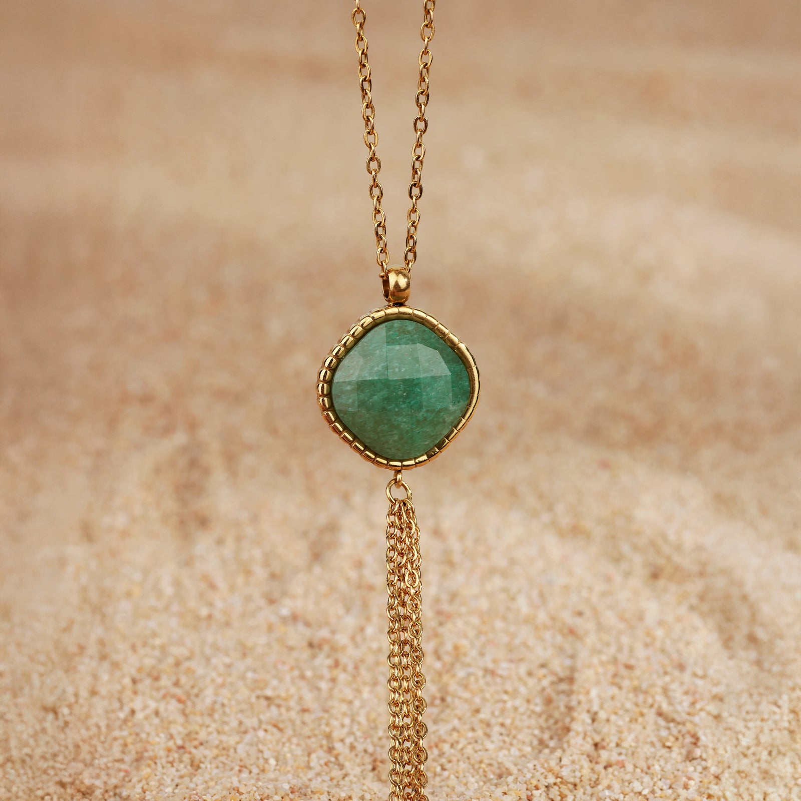 Ondine Necklace – Aventurine & Gold Chains
