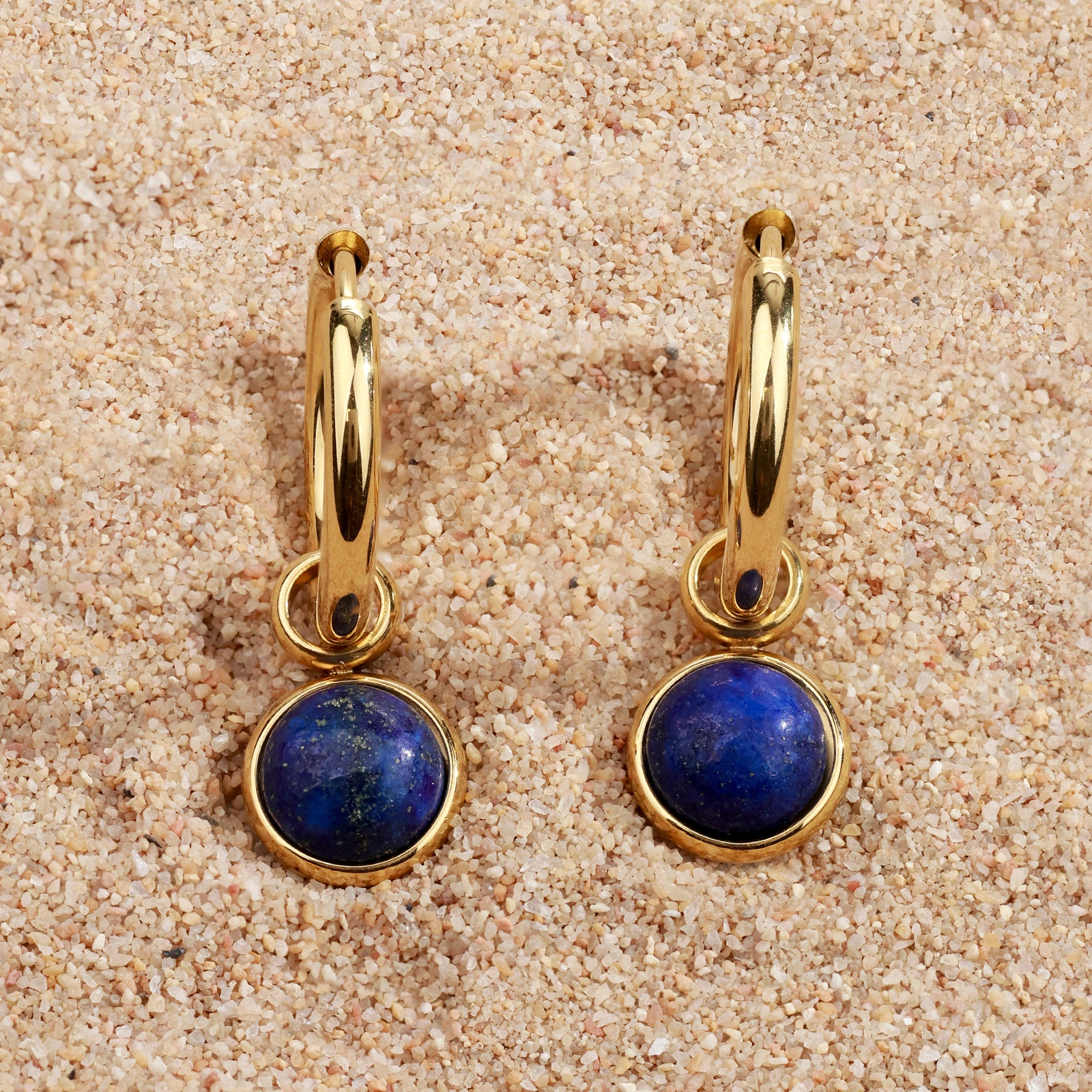 Indra Lapis Earrings – Gold Hoops & Lapis Lazuli