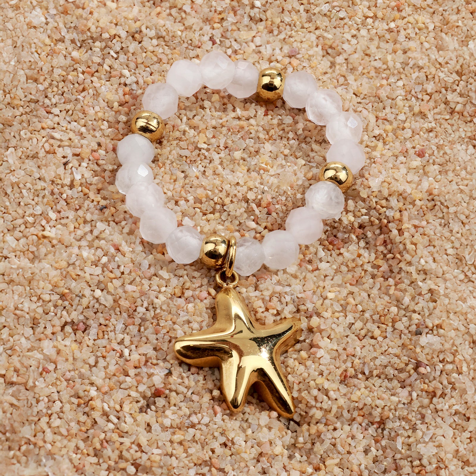 Sirena Ring – Rose Quartz & Golden Star