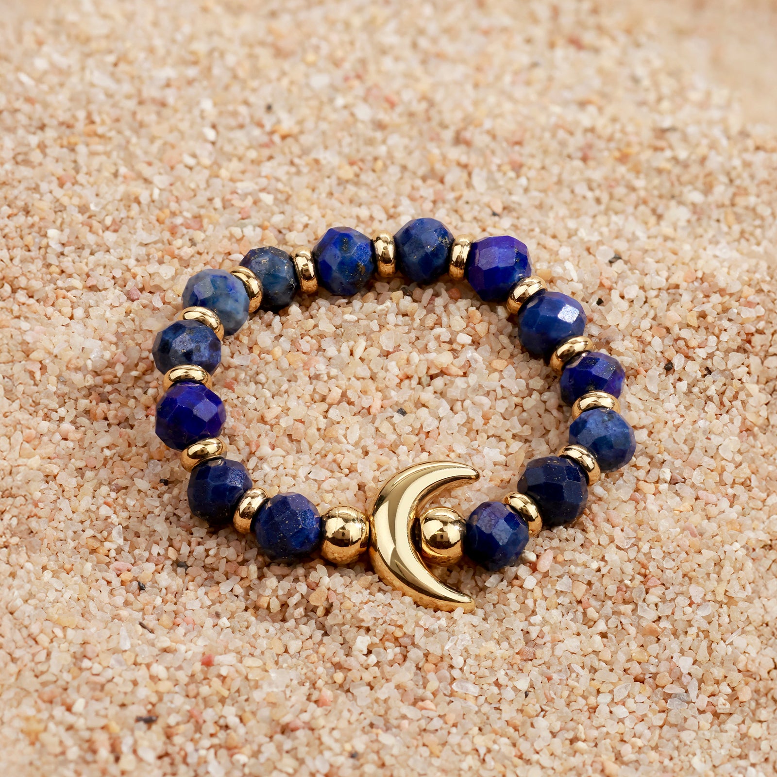 Indra Luna Ring – Lapis Lazuli & Golden Crescent