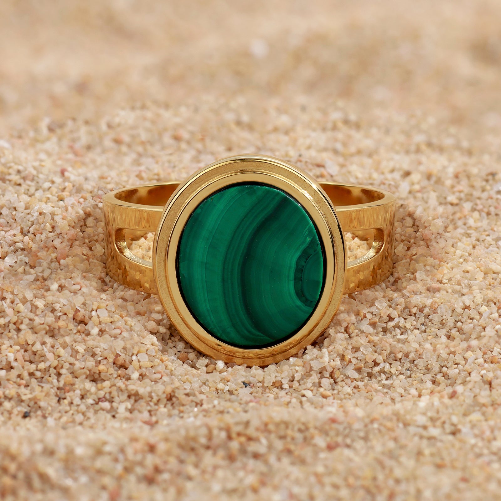 Orphée Ring – Malachite & 18K Gold Finish