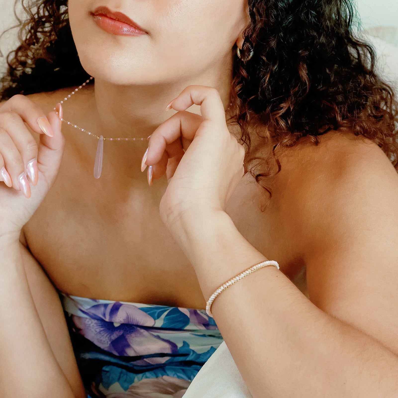 Indra Quartz Bracelet – Braided Rose Quartz & 18K Gold Finish