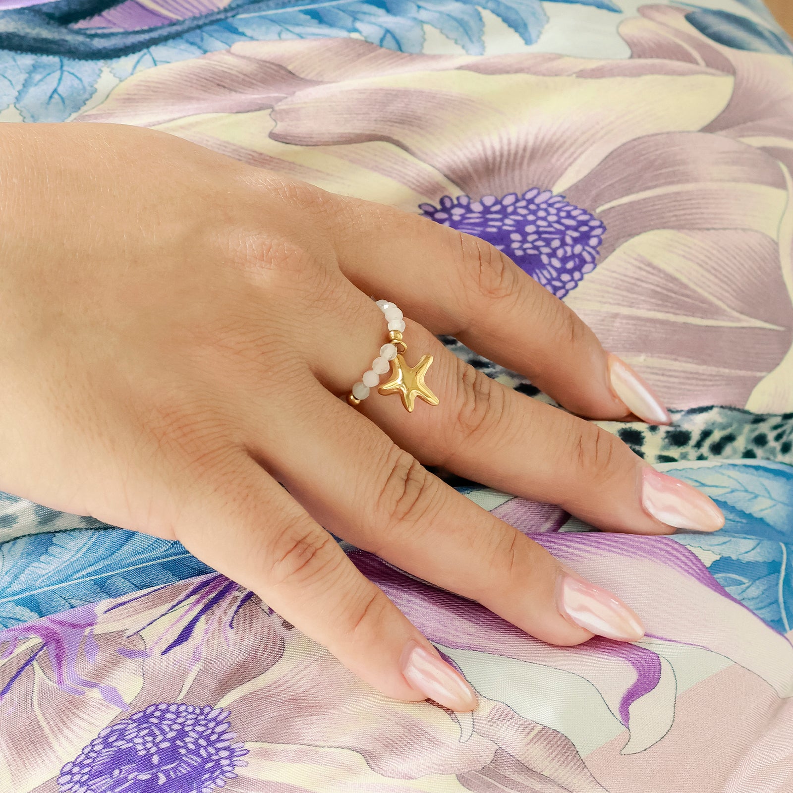 Sirena Ring – Rose Quartz & Golden Star