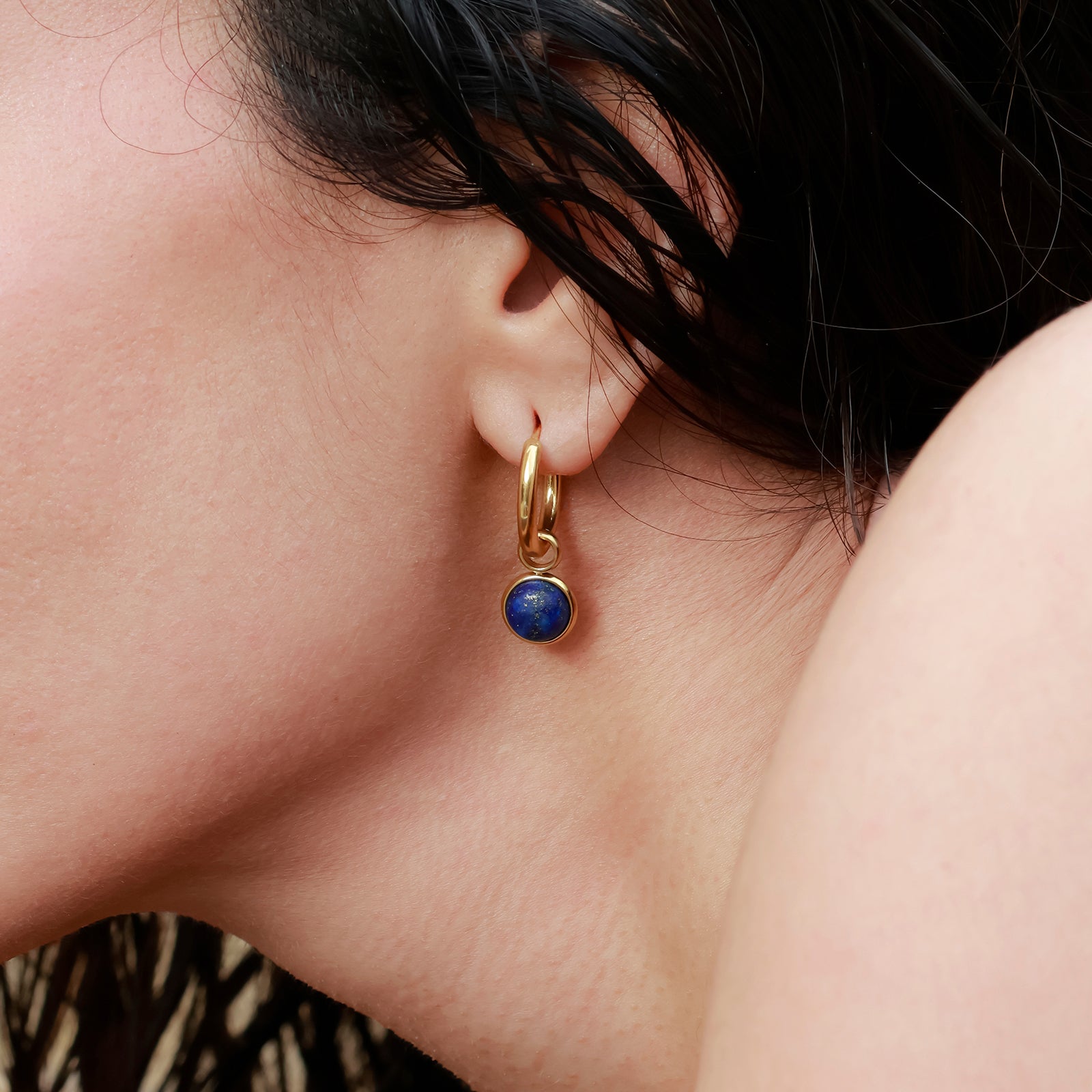 Indra Lapis Earrings – Gold Hoops & Lapis Lazuli