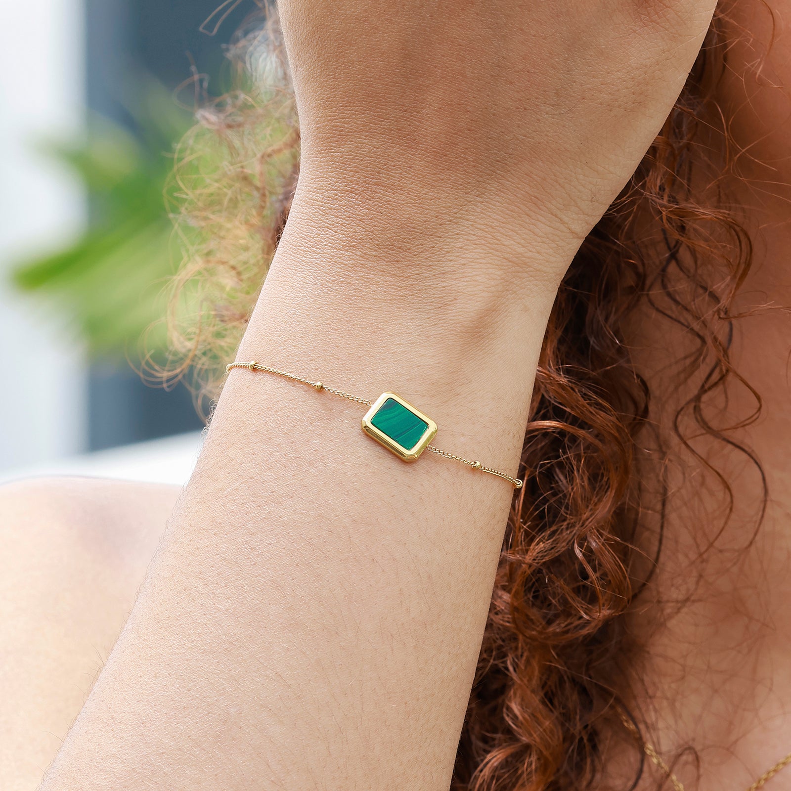 Sélène Bracelet – Malachite & 18K Gold Finish