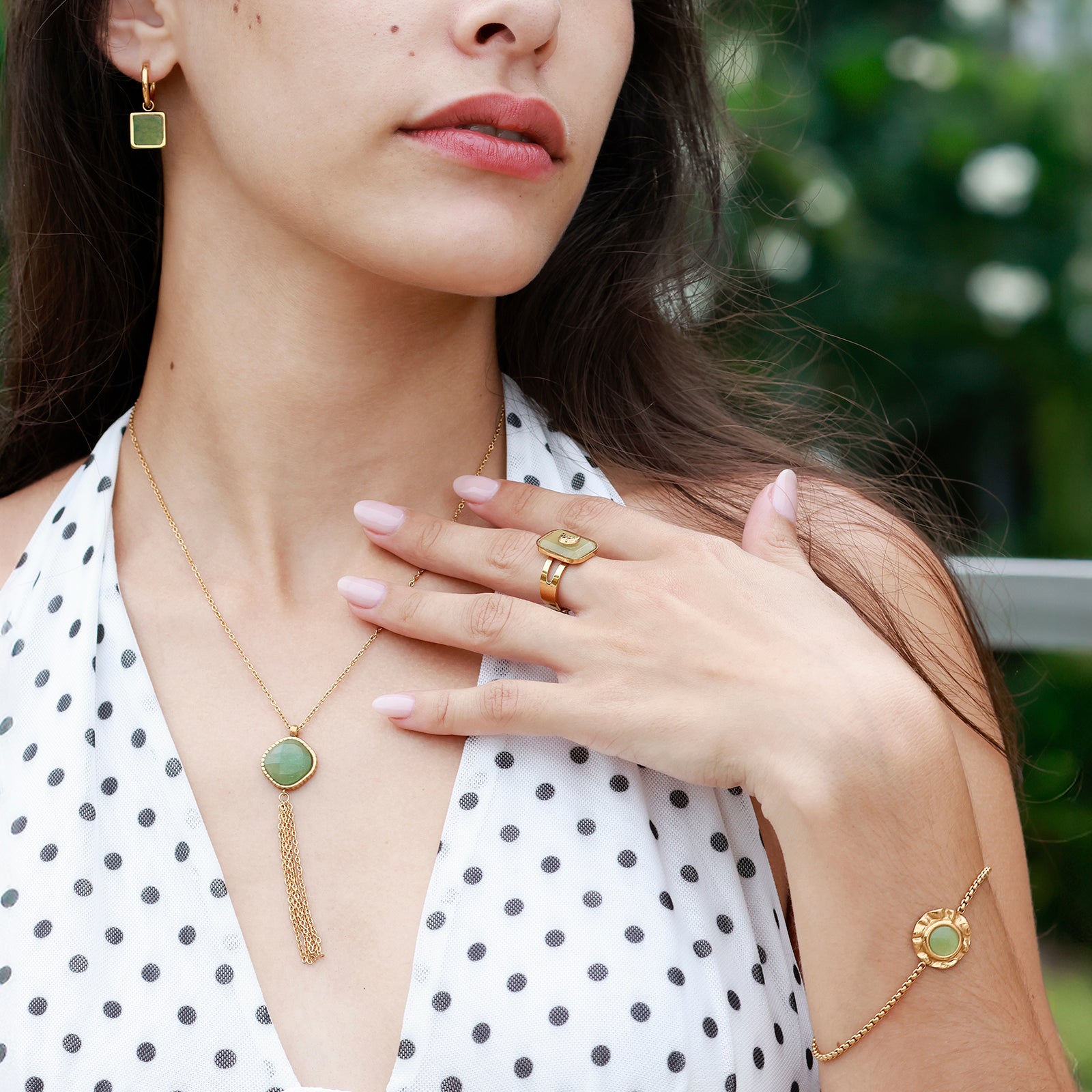Aura Bracelet – Aventurine & 18K Gold Finish